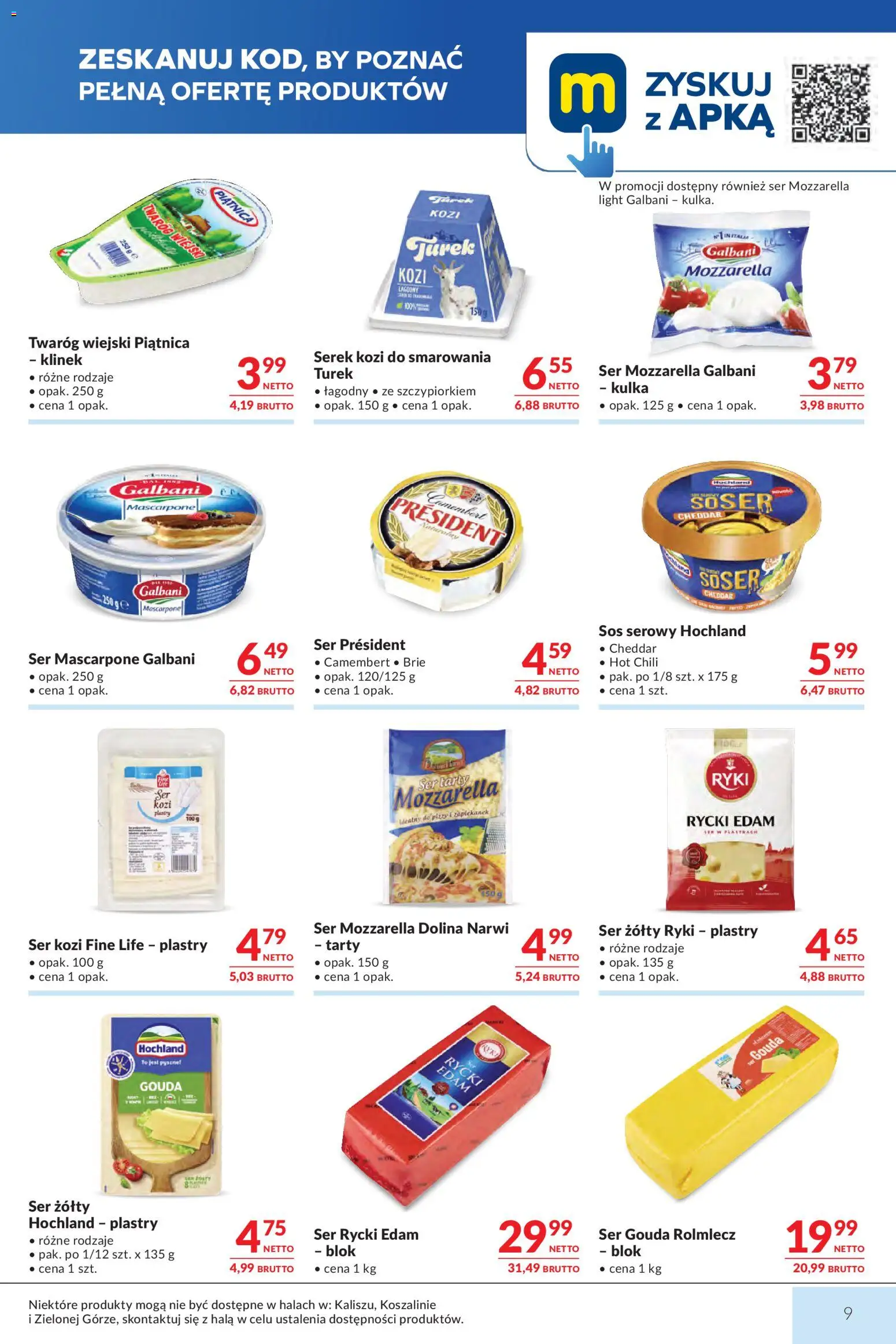 Makro gazetka od 29.09.2026 | Strona: 9 | Produkty: Sos serowy, Ser żółty, Ser kozi, Cheddar