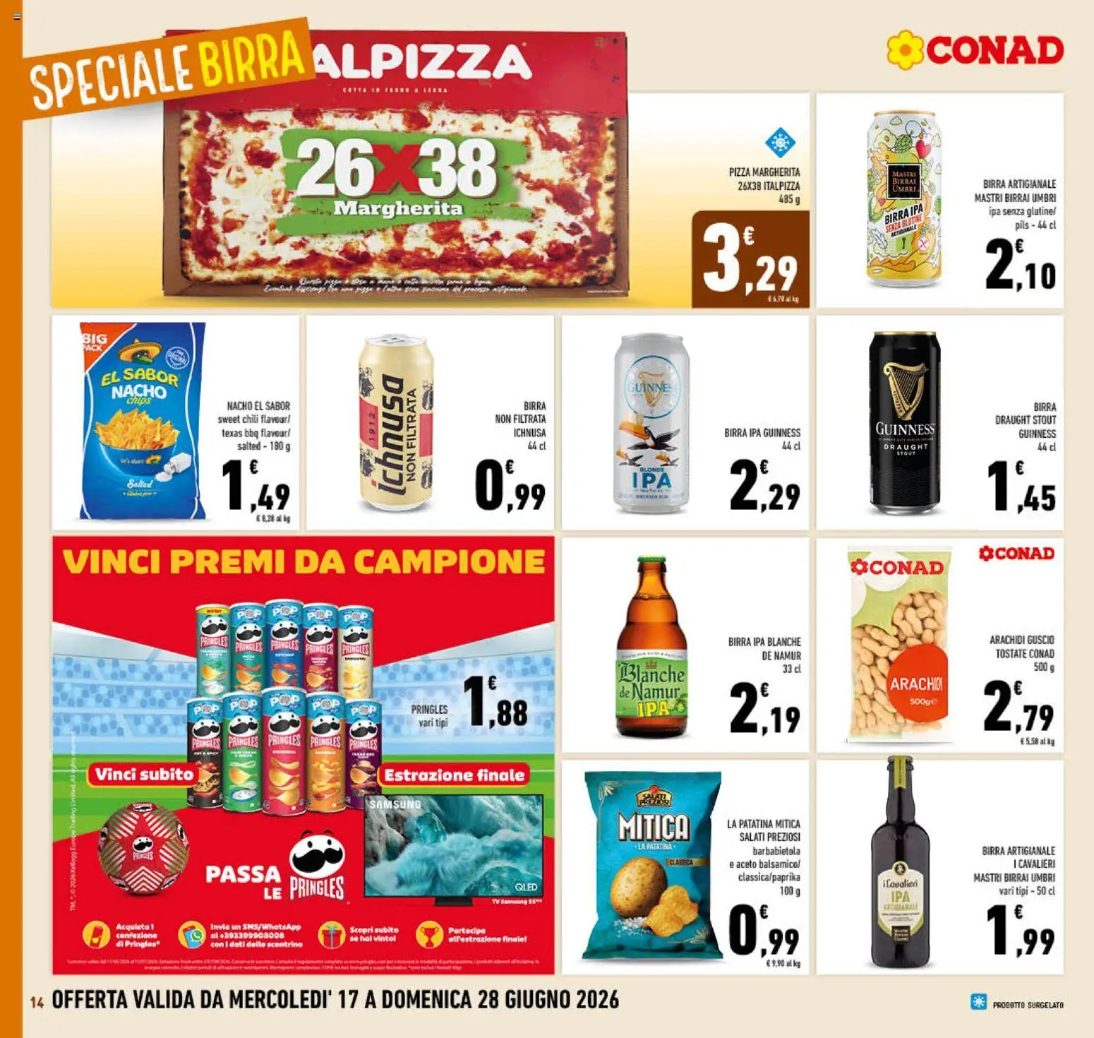 Volantino Conad del 17.06.2026 | Pagina: 14 | Prodotti: Tv samsung, Birra, Barbabietola, Aceto