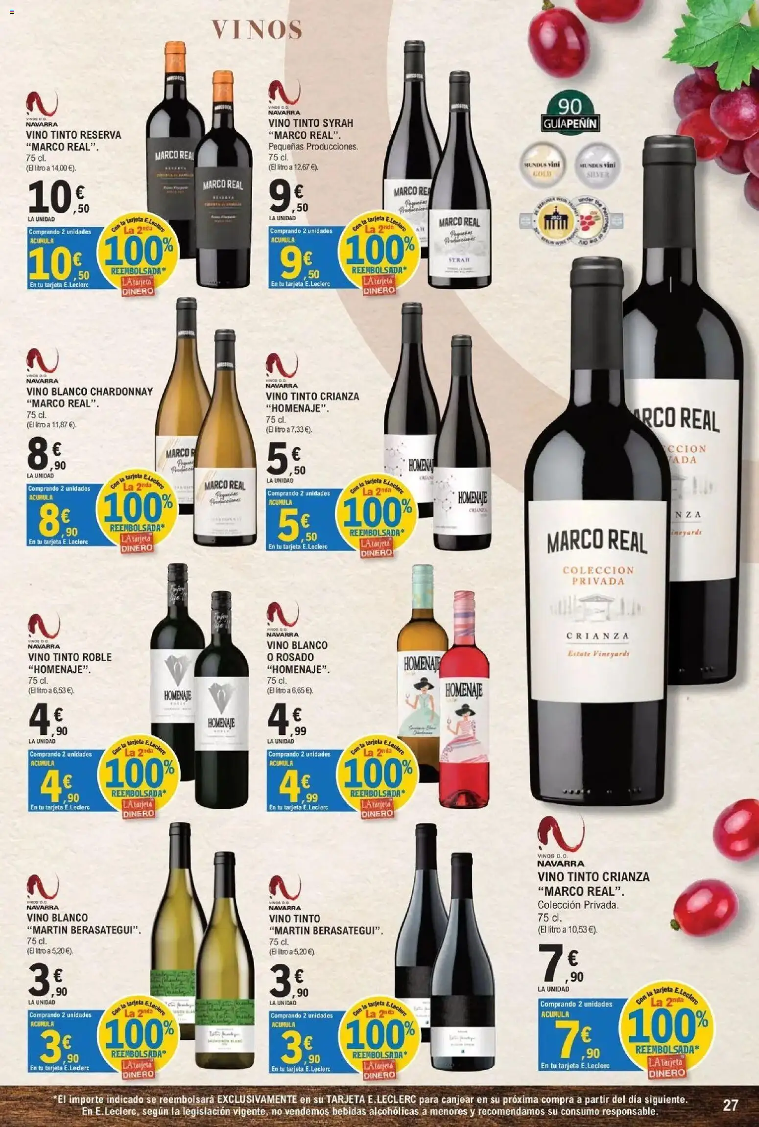 E.Leclerc - Feria del vino 30/09/2026 - 17/10/2026 | Página: 27 | Productos: Vino tinto, Vino, Vino blanco, Marco