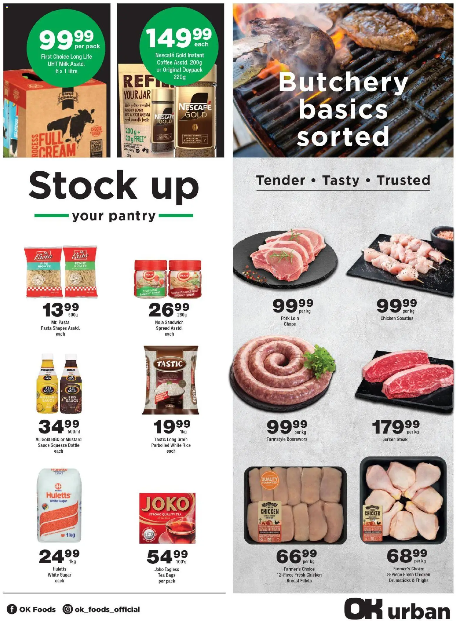New OK Foods catalogue – valid from 25.05.2026 | Page: 3 | Products: Beans, Chicken, Stock, Sauce