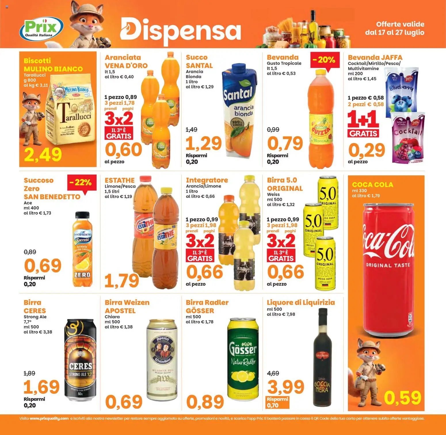Volantino Prix del 17/07/2026 | Pagina: 19 | Prodotti: Uova, Biscotti, Arancia, Liquore