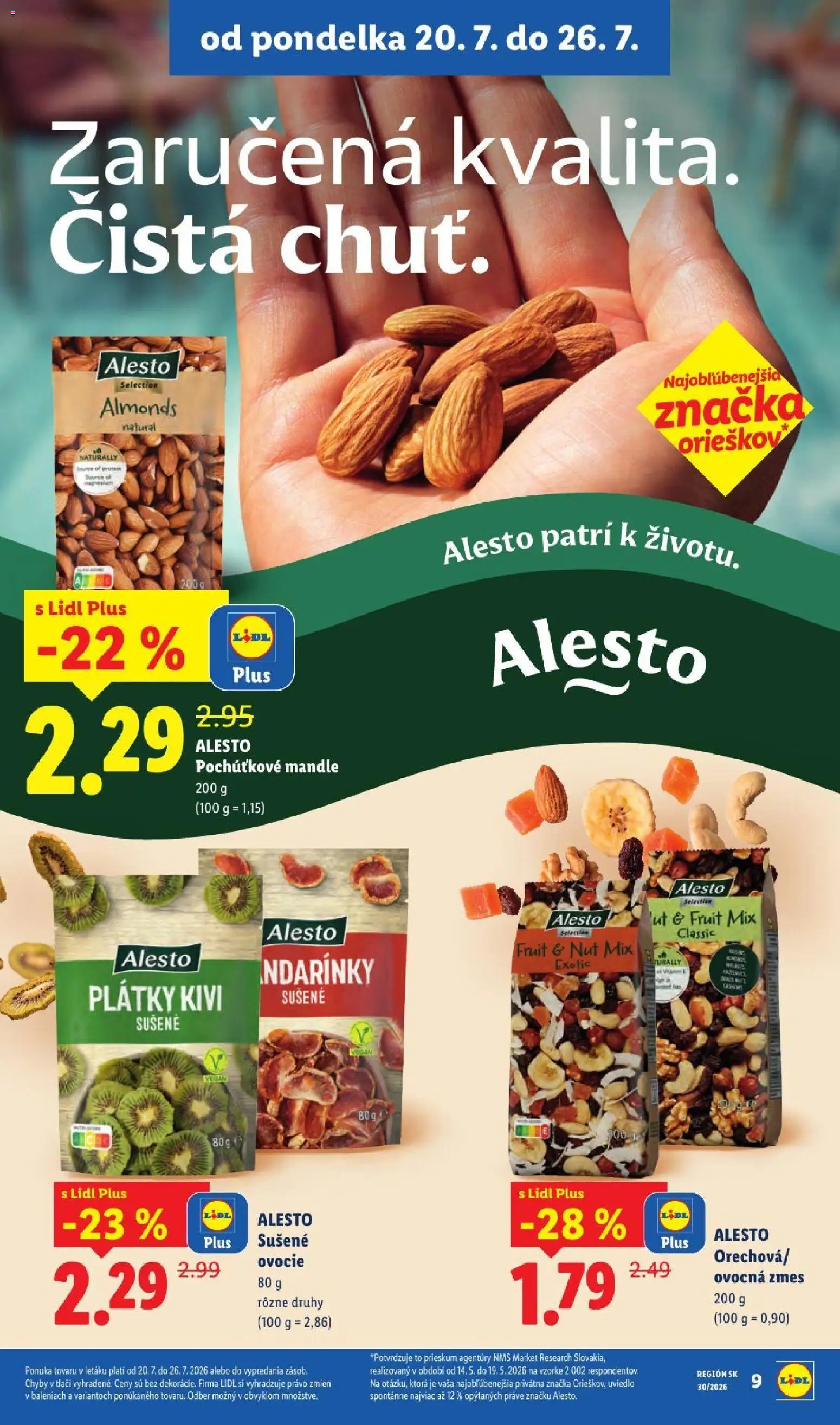Nové Lidl akcie – leták je platný od 20.07.2026 | Strana: 18 | Produkty: Protein, Mandle, Kivi, Ovocie