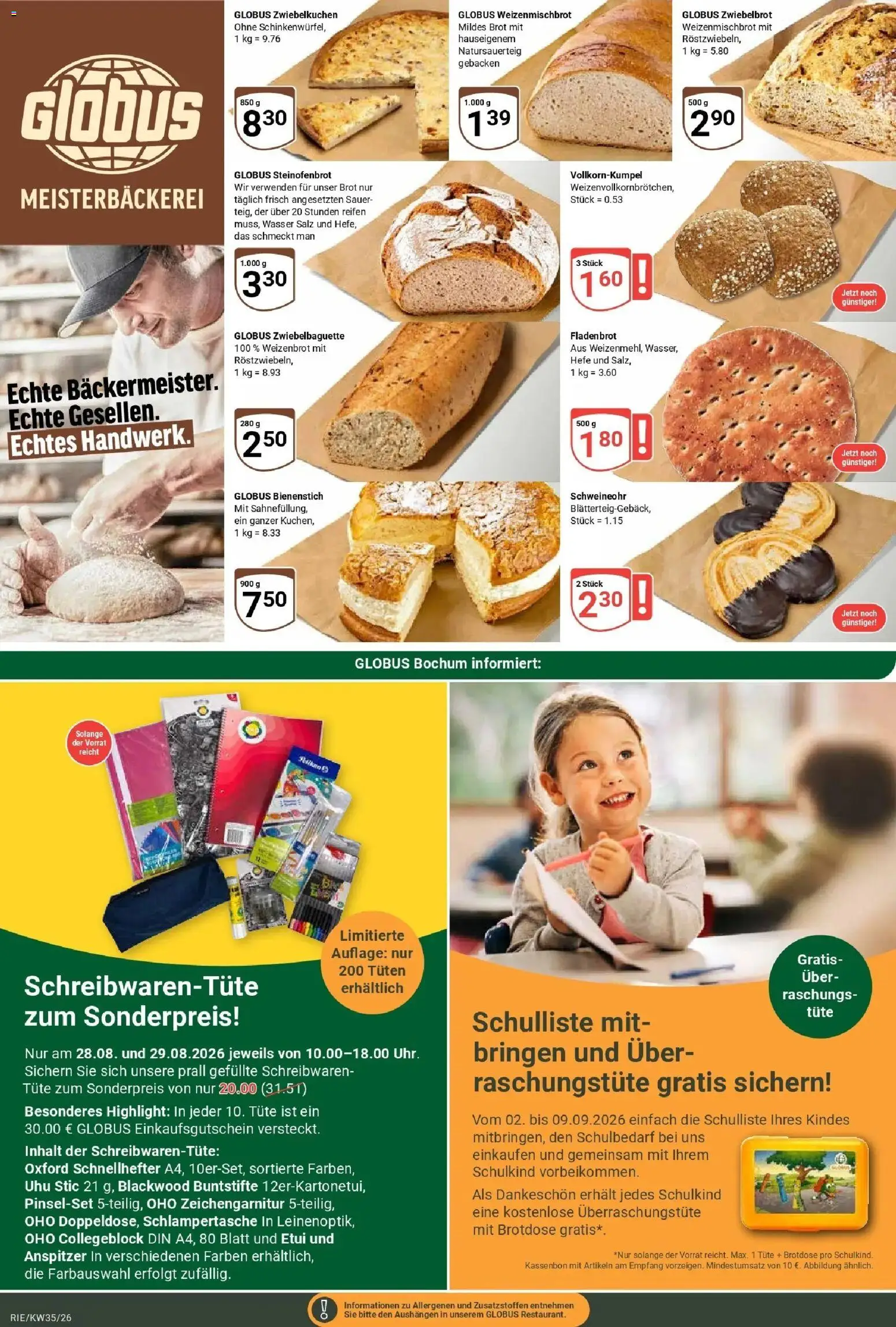 Globus Prospekt Bochum-Riemke – gültig ab 24.08.2026 | Seite: 10 | Produkte: Wasser, Salz, Brot, Anspitzer