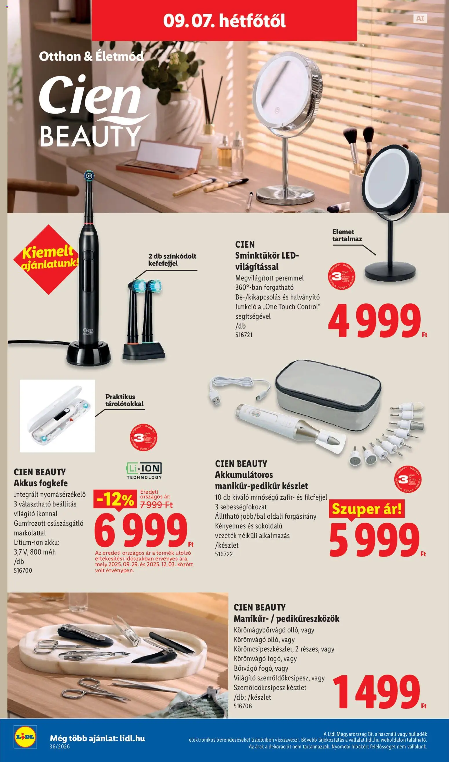 Lidl akciós ujság - amely érvényes a következő dátumtól: 2026.09.03. | Oldal: 22 | Termékek: Szemöldökcsipesz, Cien, Fogkefe, LED