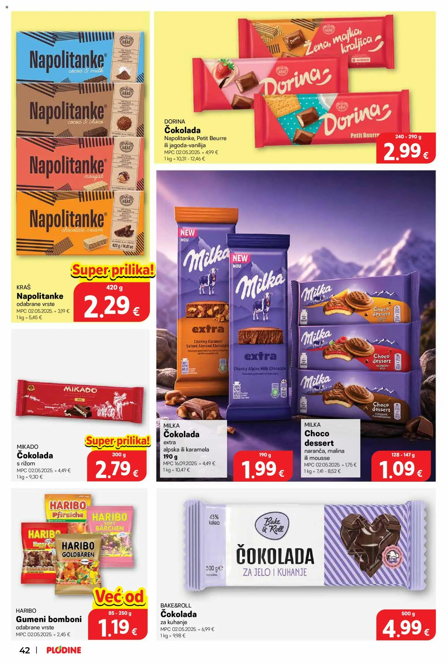 Plodine katalog | vrijedi od 18.06.2026 | Stranica: 42 | Proizvodi: Petit Beurre, Čokolada, Milka, Kakao