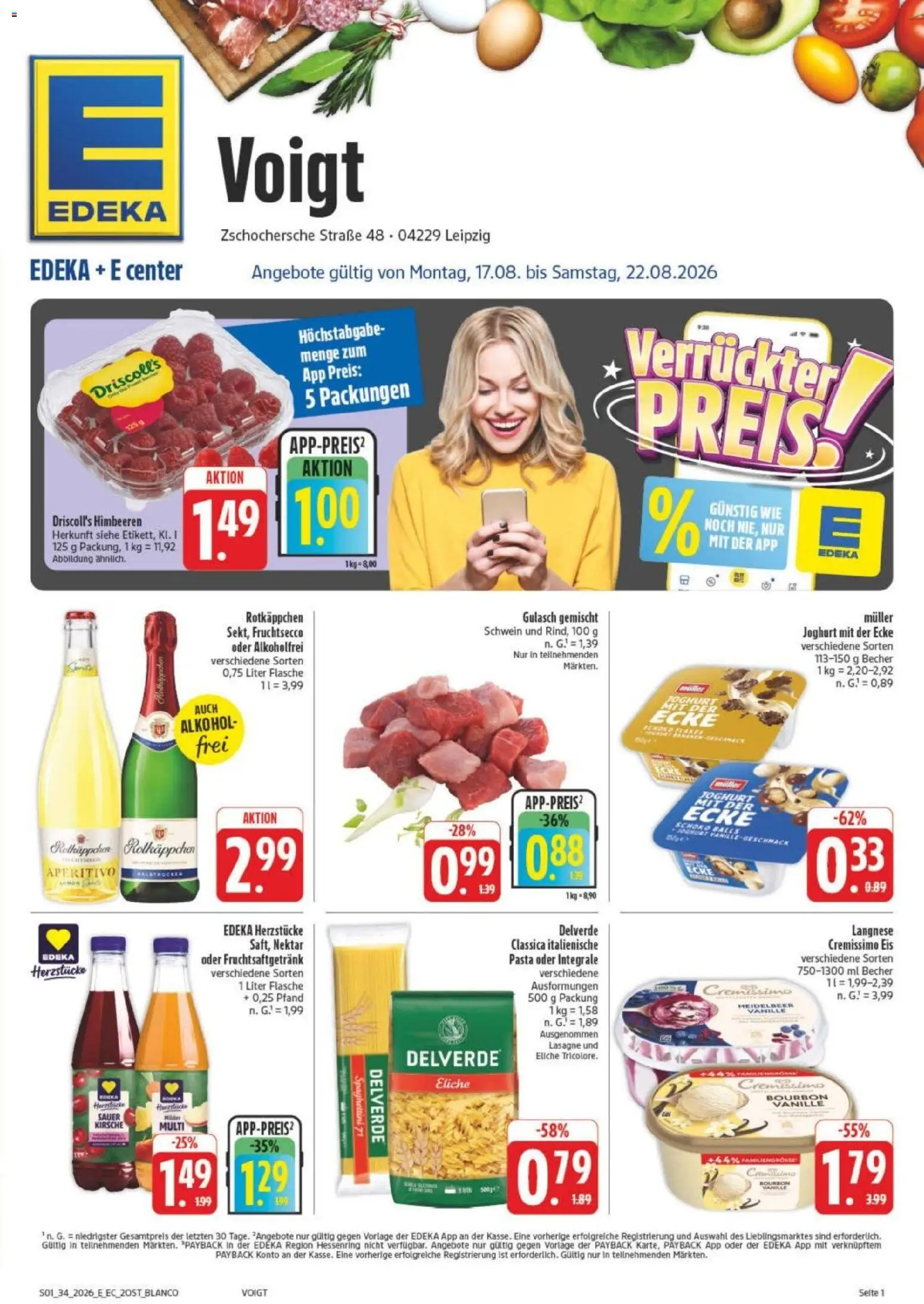 Edeka Prospekt Leipzig – gültig ab 17.08.2026 | Seite: 1 | Produkte: Cremissimo, Creme, Vanille, Pasta