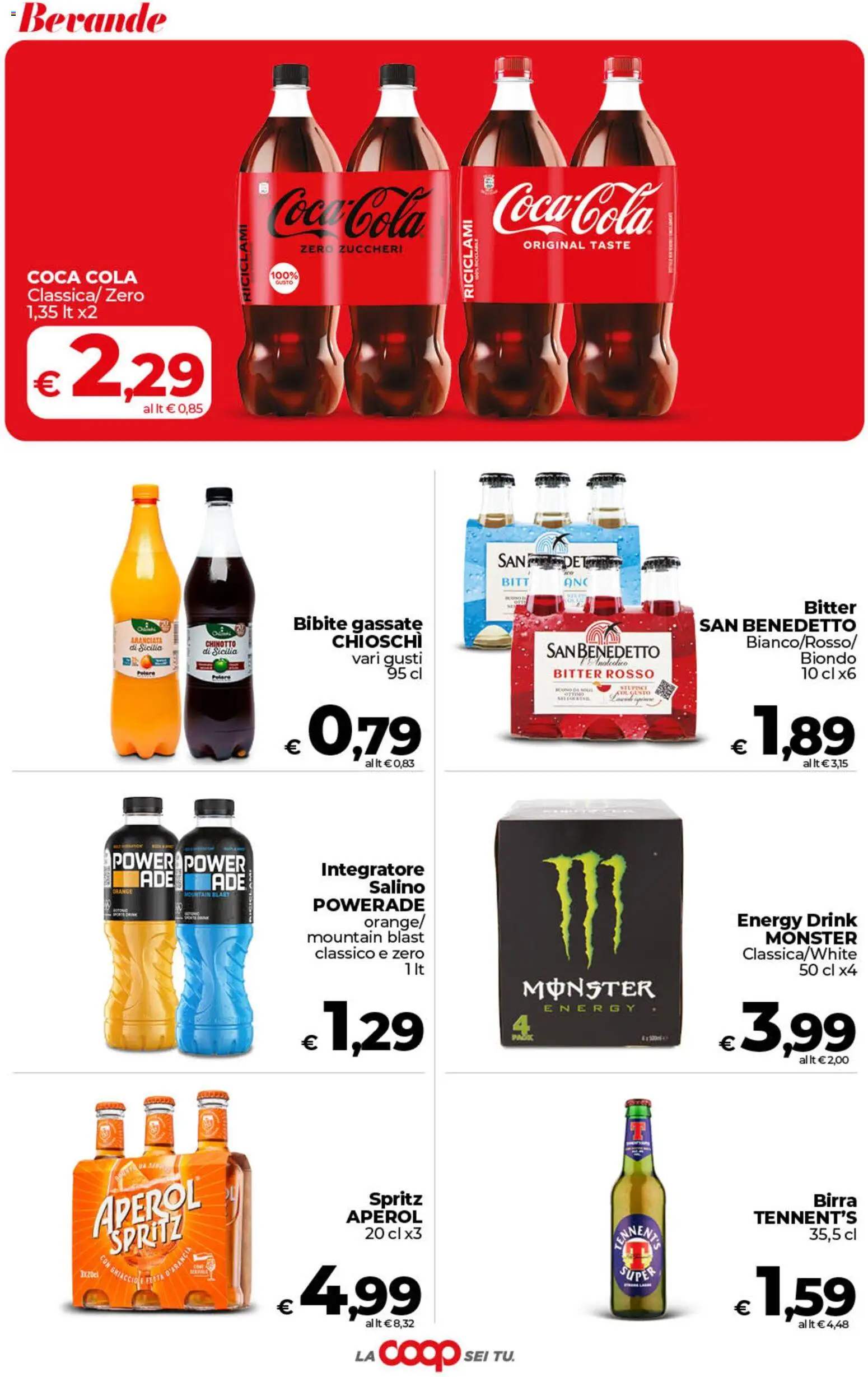 Volantino COOP del 21/07/2026 | Pagina: 39 | Prodotti: Tennent's, Chinotto, Bibite, Coca Cola