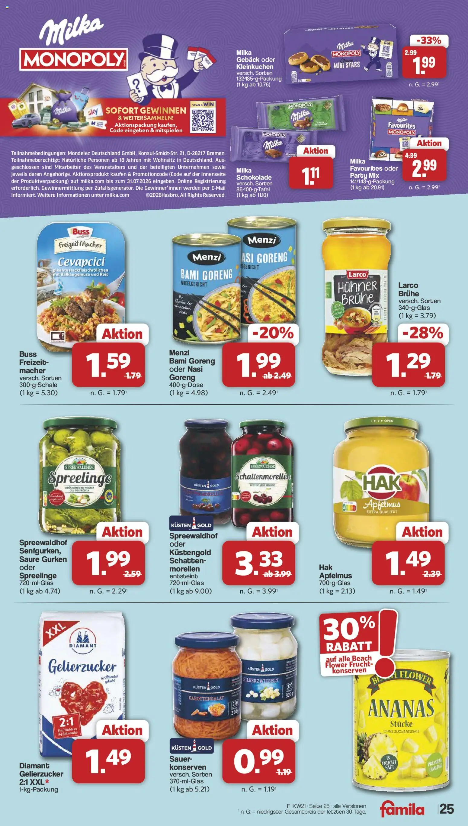 Famila Nordwest Prospekt 	 – gültig ab 18.05.2026 | Seite: 25 | Produkte: Cevapcici, Ananas, Milka, Gurken