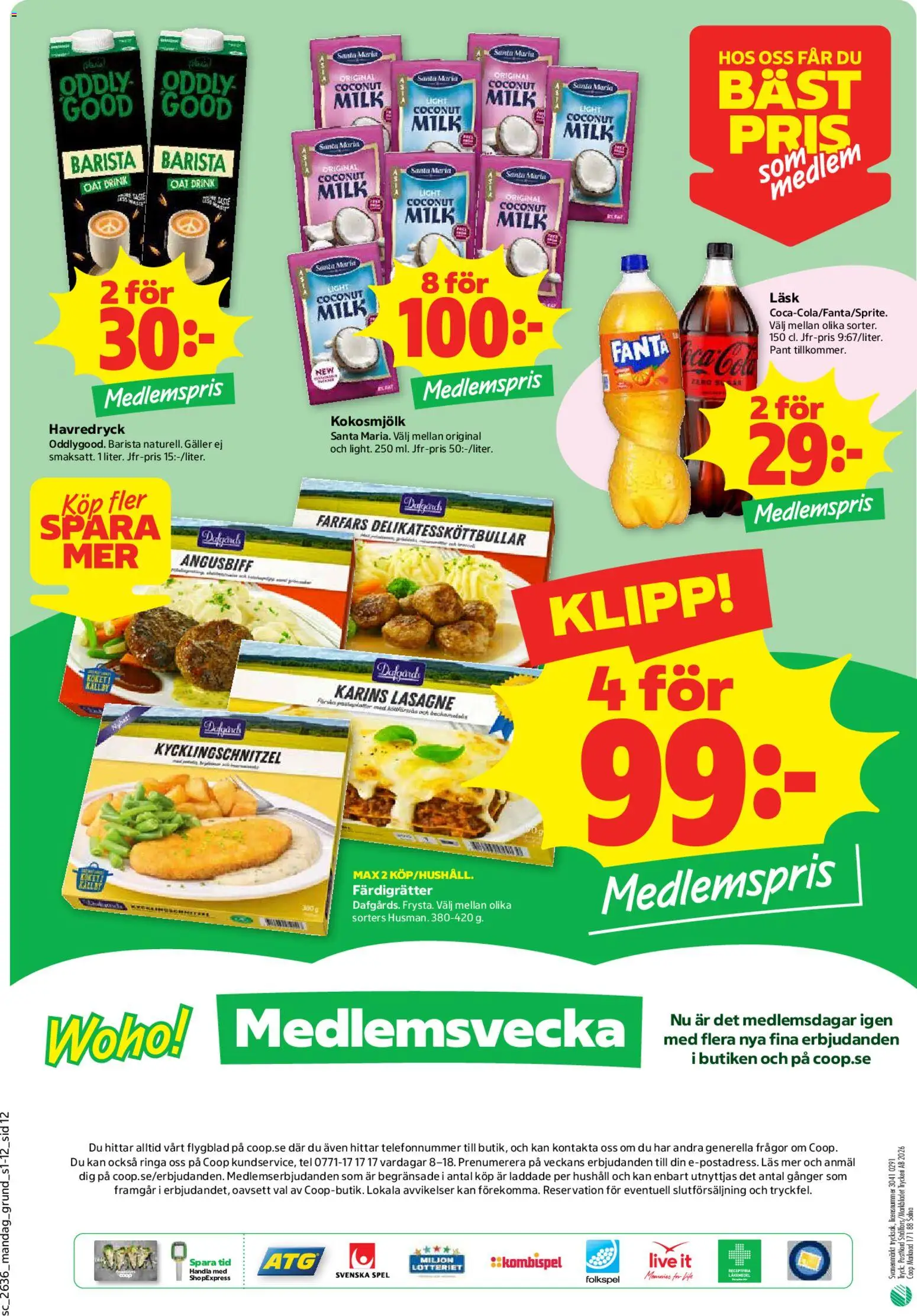 Stora Coop reklamblad aktuell från 31/08/2026 | Sida: 12 | Produkter: Galler, Havredryck, Fanta, Spel