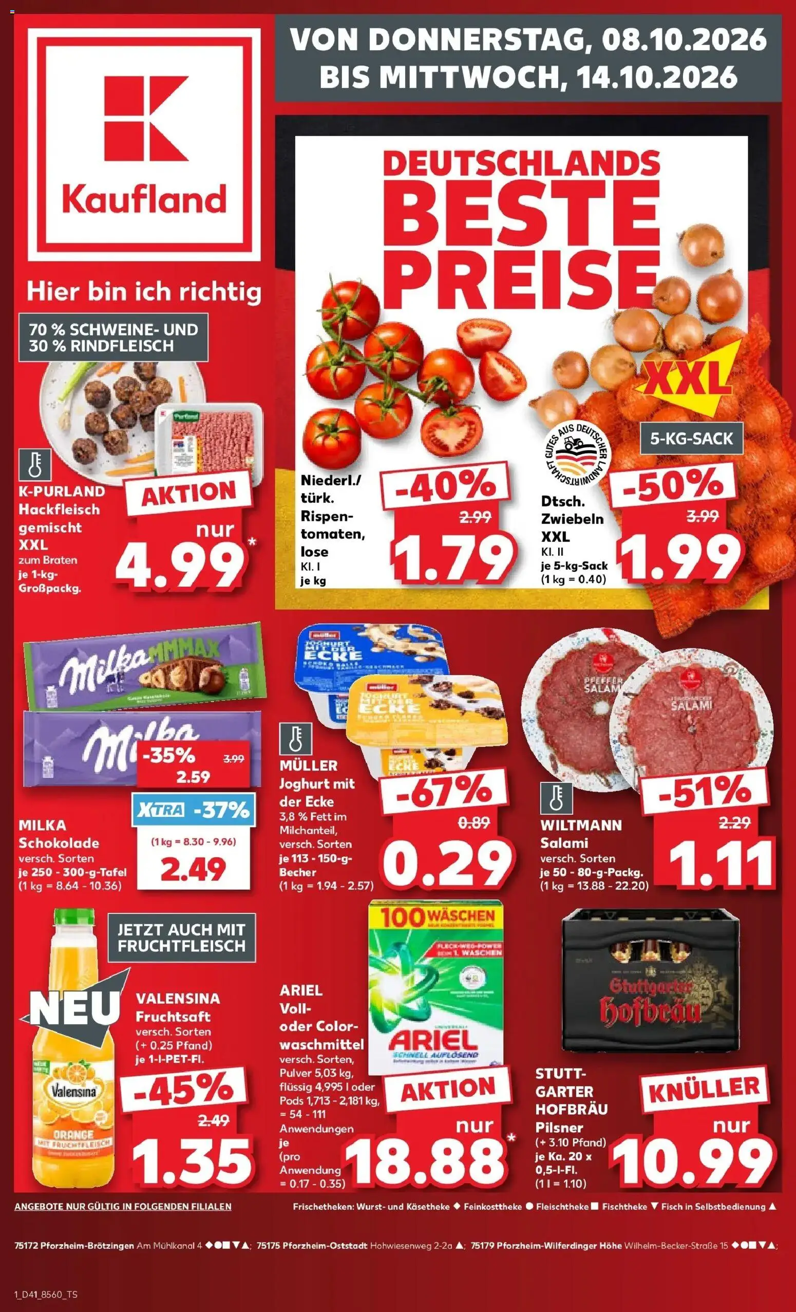 Prospekt Kaufland ab 08.10.2026 » Angebote Online zum Blättern | Seite: 1 | Produkte: Fisch, Zwiebeln, Wurst, Salami
