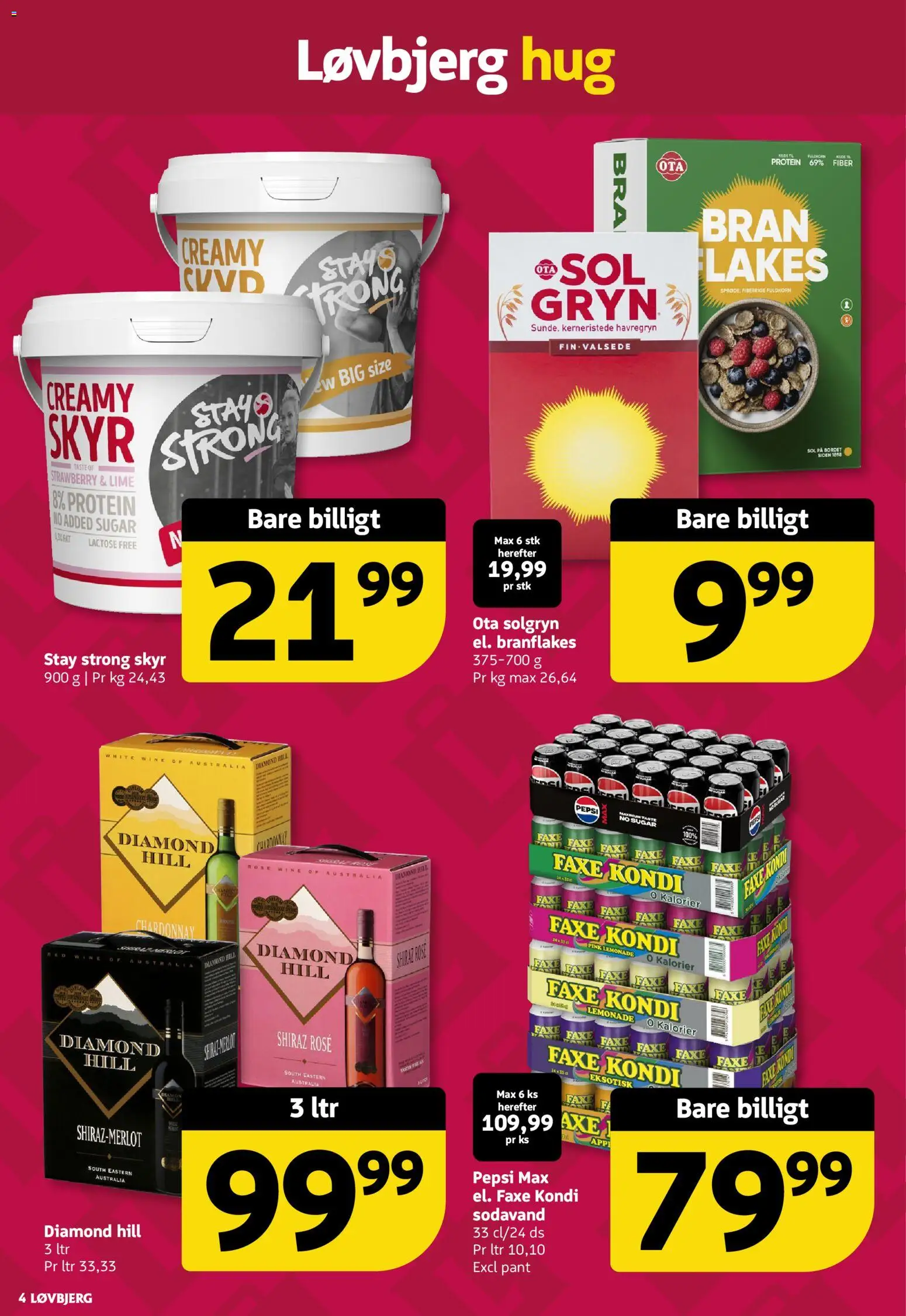 Løvbjerg tilbudsavis – gyldig fra 08.05.2026 | Side: 4 | Produkter: Skyr, Sodavand, Havregryn, Faxe Kondi