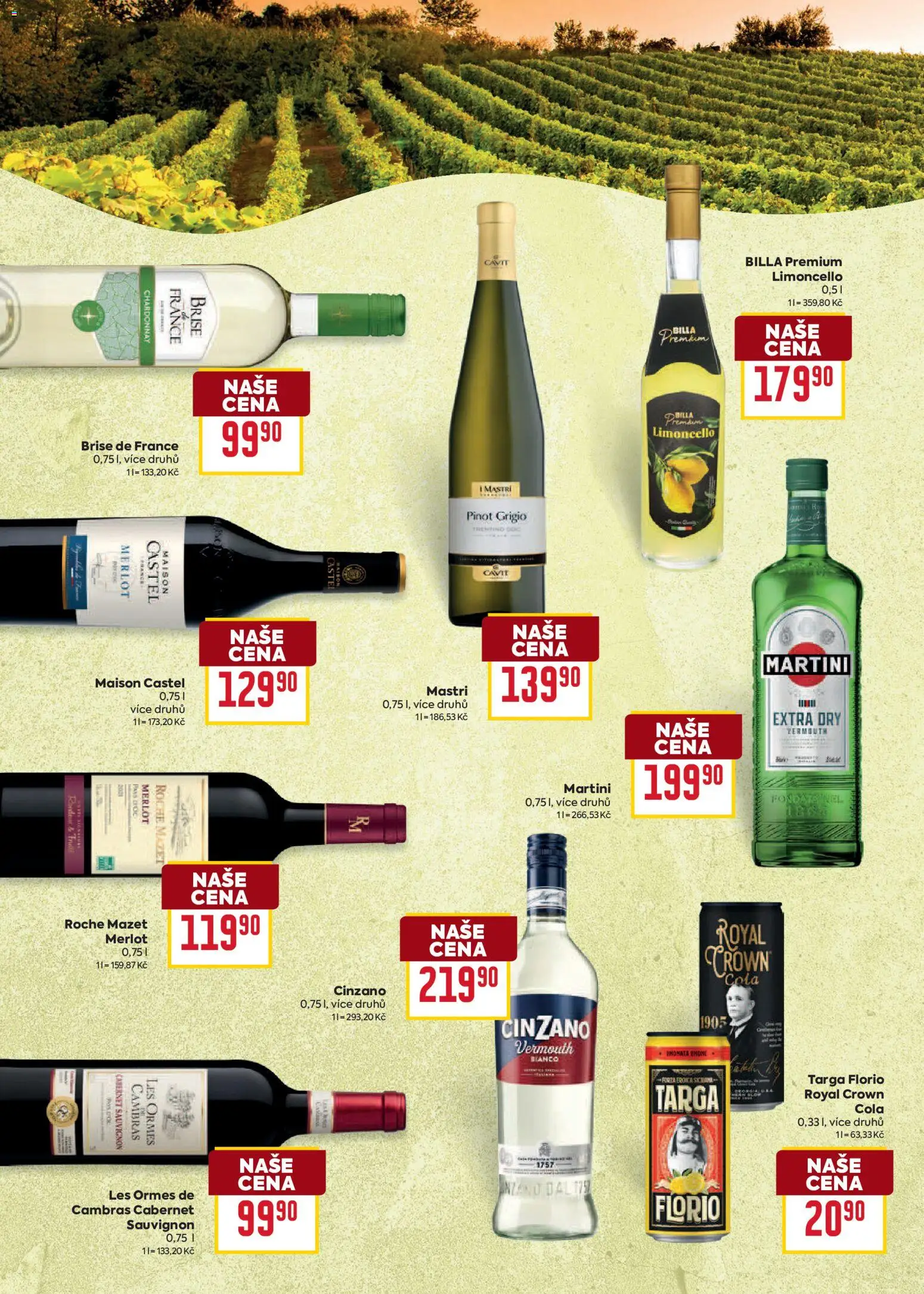 Billa leták - Bohatá chuť středomoří od 20.05.2026 | Strana: 8 | Produkty: Merlot, Limoncello, Pinot Grigio, Cola