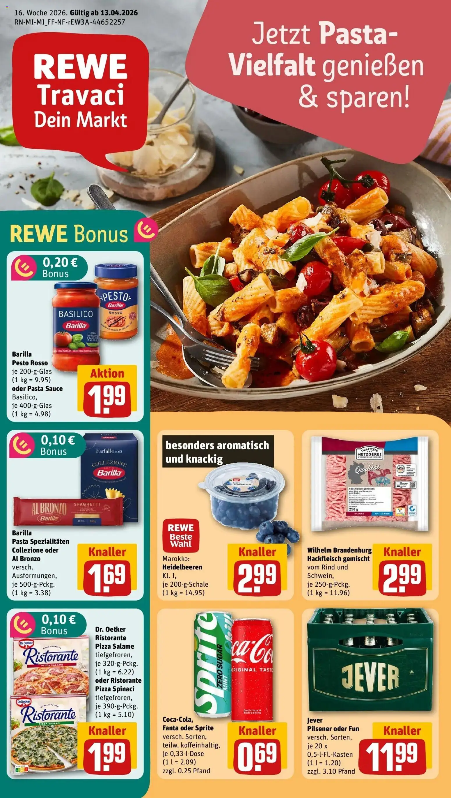 Rewe Prospekt Hüttenberg / Rechtenbach	 – gültig ab 12.04.2026 | Seite: 1 | Produkte: Ristorante, Barilla, Pasta, Pizza