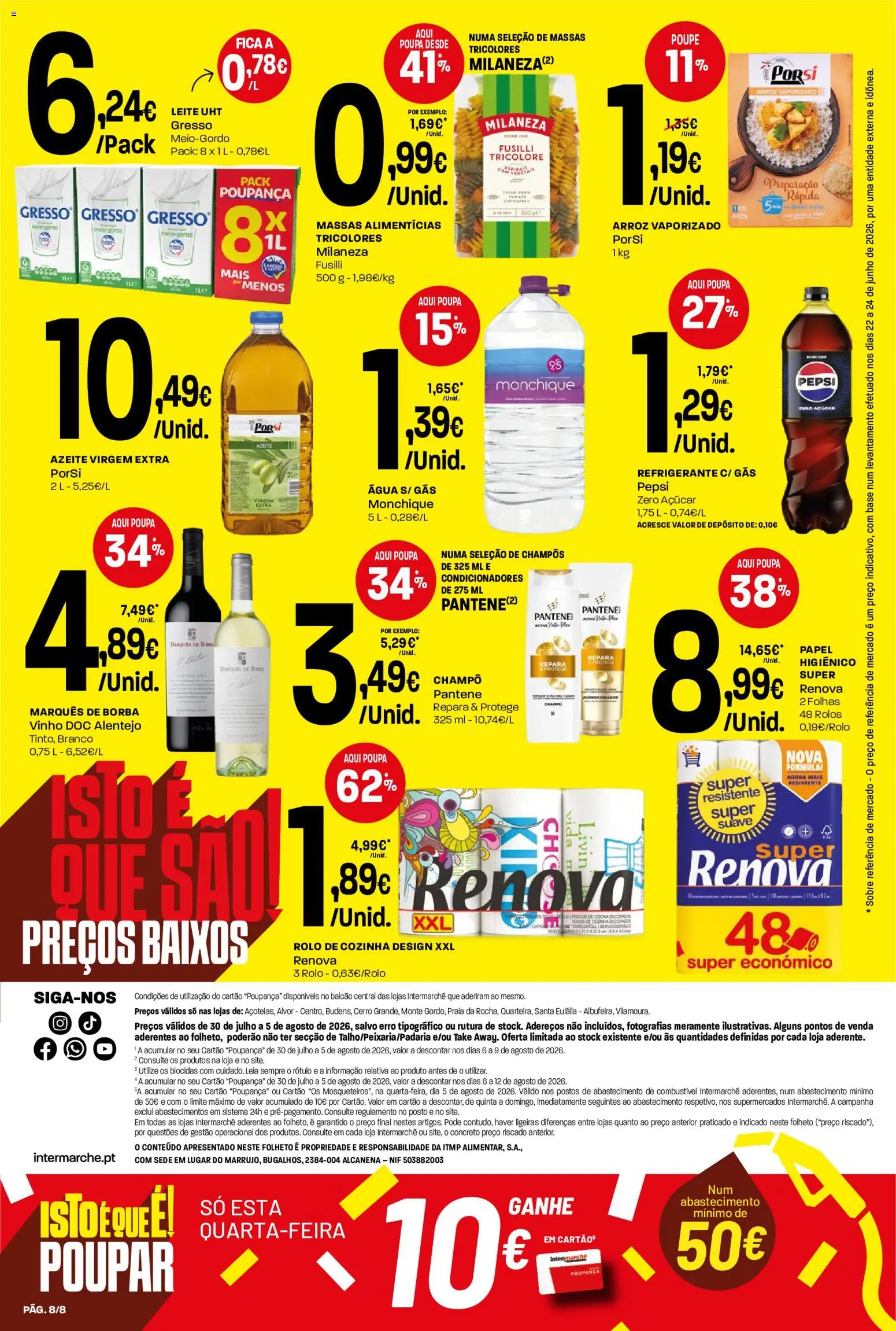 Intermarché Folheto Mini │ válido de 30/07/2026 | Página: 8 | Produtos: Agua, Azeite, Milaneza, Arroz