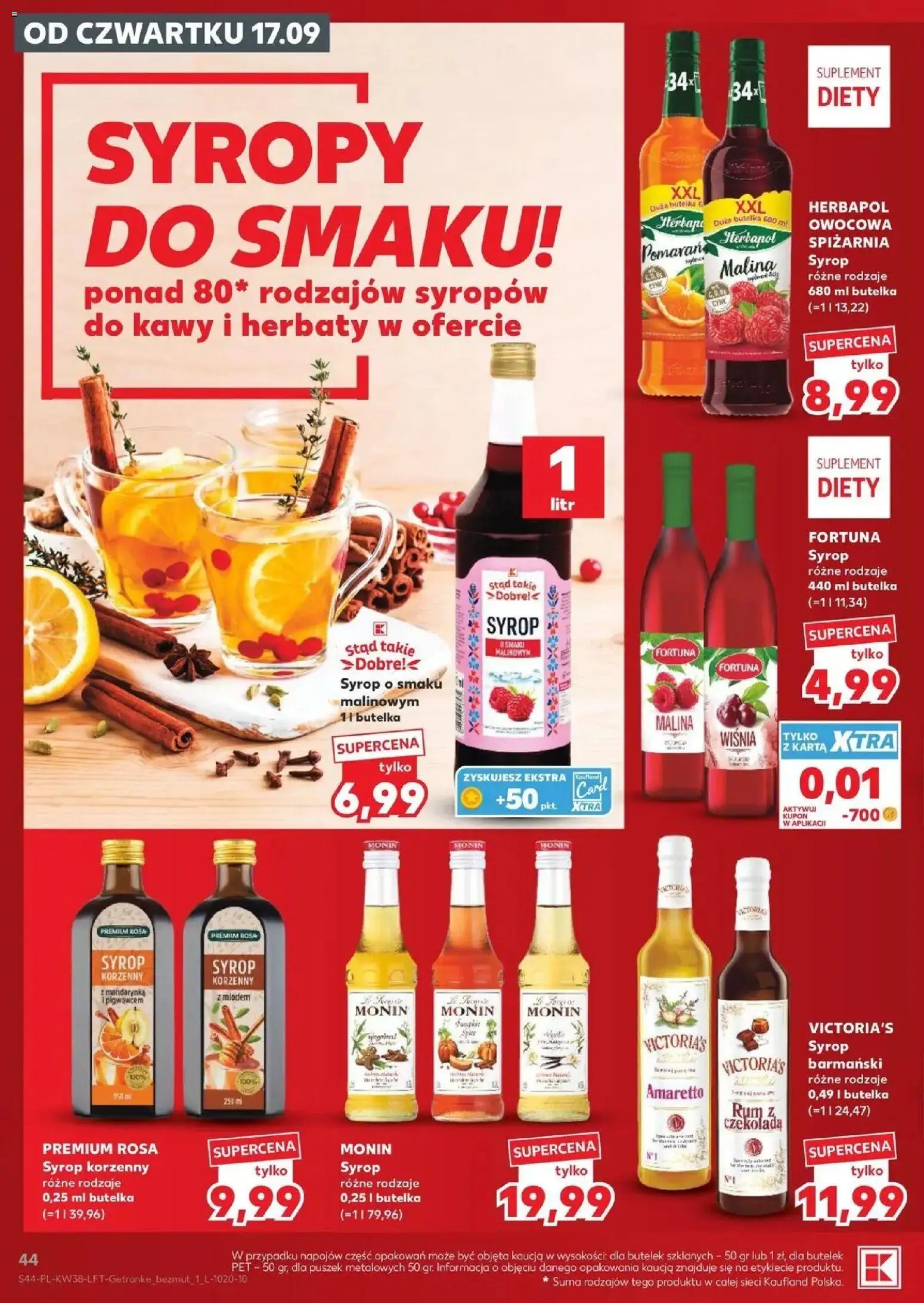 Kaufland gazetka od 17.09.2026 - od jutra PDF | Strona: 44 | Produkty: Syrop, Syrop barmański, Amaretto, Rum