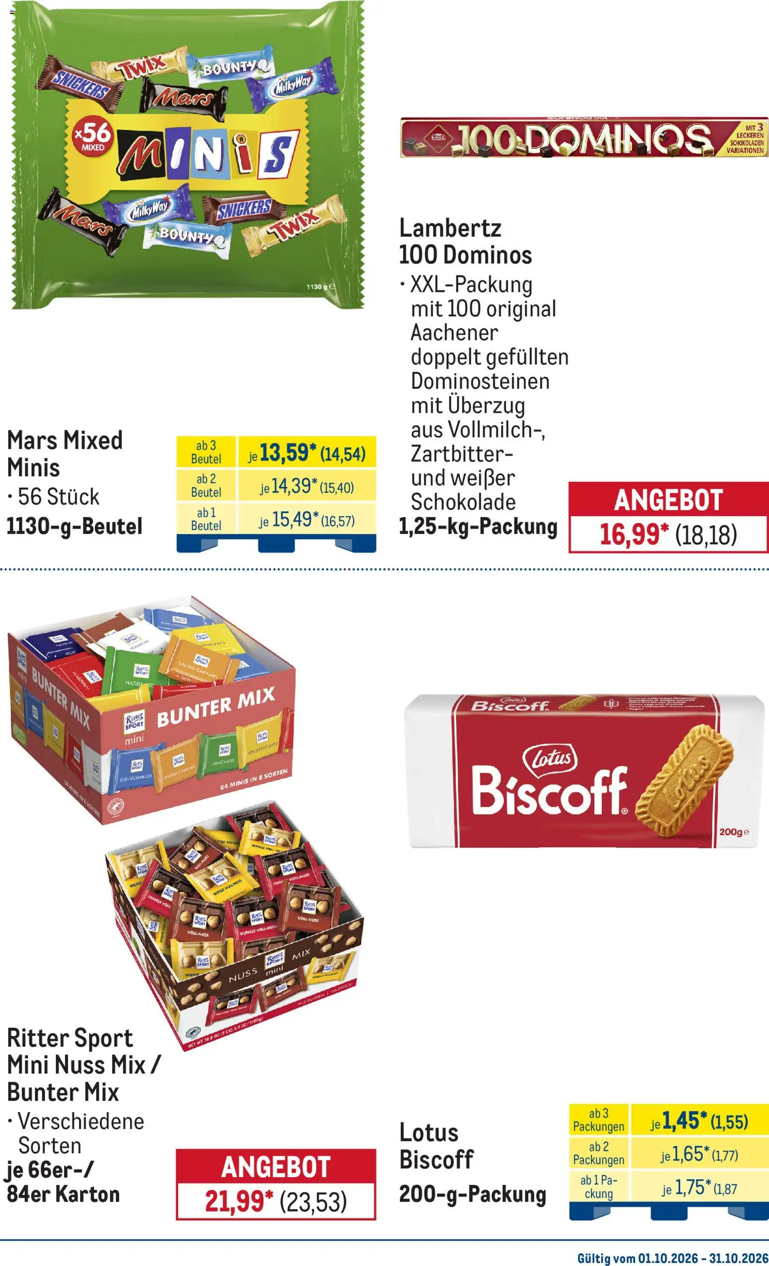 Metro Monats-Menü – gültig ab 01.10.2026 | Seite: 25 | Produkte: Schokolade, Ritter sport, Snickers, Mars