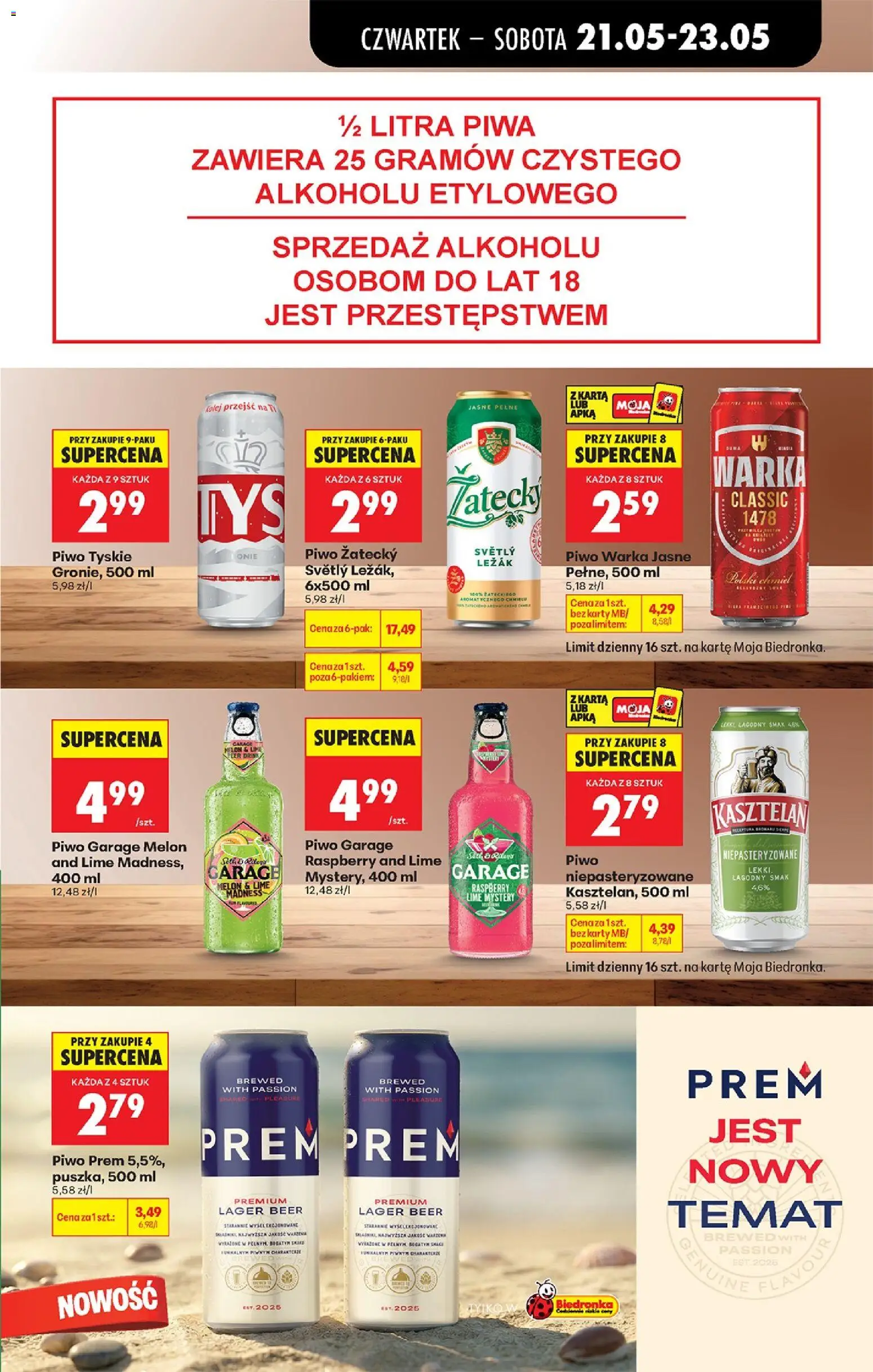 Biedronka gazetka od czwartku od 21.05.2026 | Strona: 57 | Produkty: Warka, Piwo Warka, Tyskie, Piwo