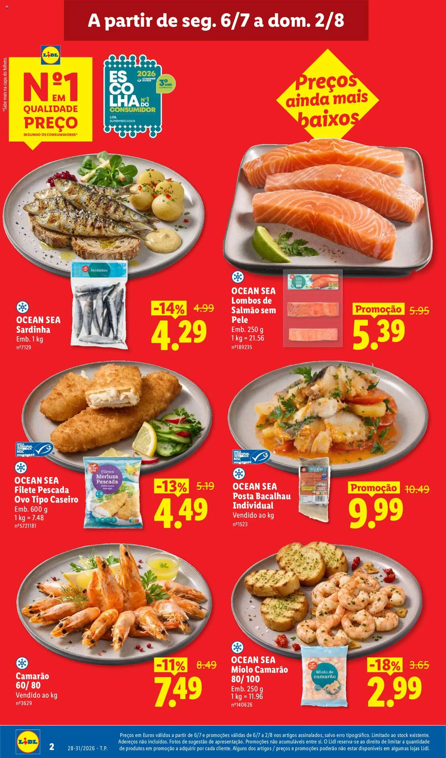 Lidl Folheto Especial │ válido de 06/07/2026 | Página: 2 | Produtos: Bacalhau, Camarão, Salmão, Sardinhas