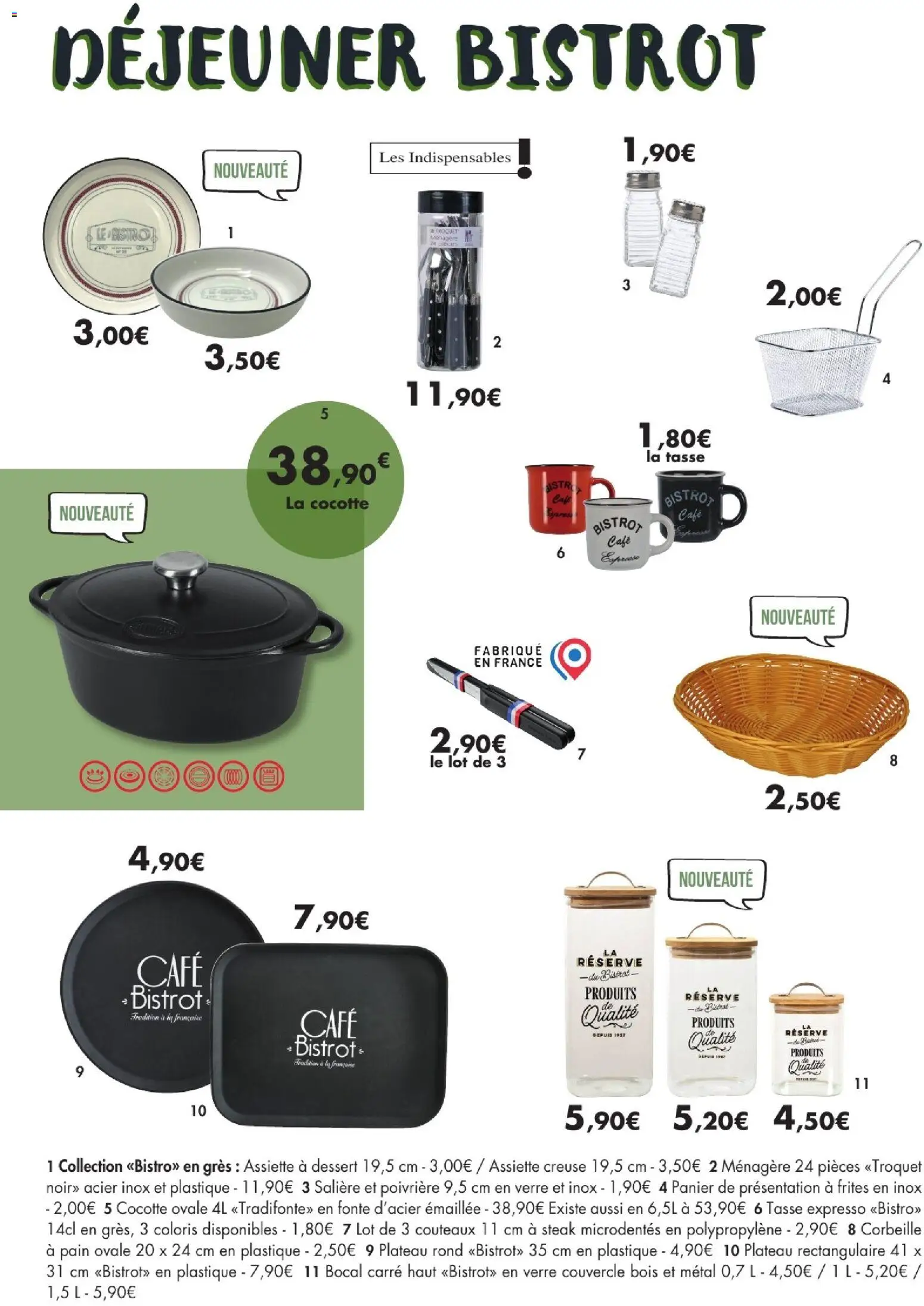 {H1} | Page: 10 | Produits: Couvercle, Frites, Dessert, Corbeille