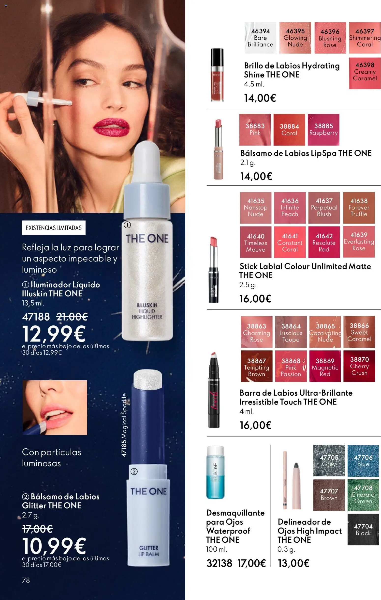 Oriflame - Catálogo Campaña 4 │ válido desde el 11.03.2026 | Página: 78 | Productos: Iluminador, Delineador, Brillo de labios, Barra de labios