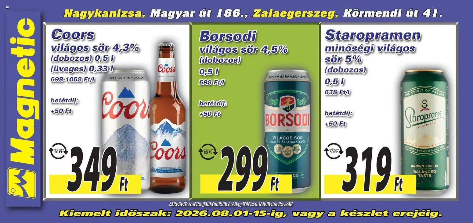 Magnetic akciós ujság - amely érvényes a következő dátumtól: 2026.08.01. | Oldal: 2 | Termékek: Sör