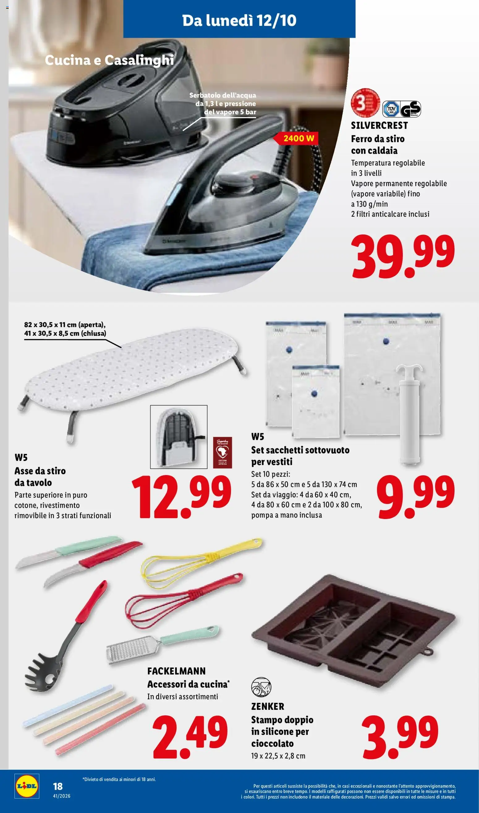 Volantino Lidl del 08/10/2026 | Pagina: 38 | Prodotti: Cioccolato, Anticalcare, Sacchetti sottovuoto, Ferro