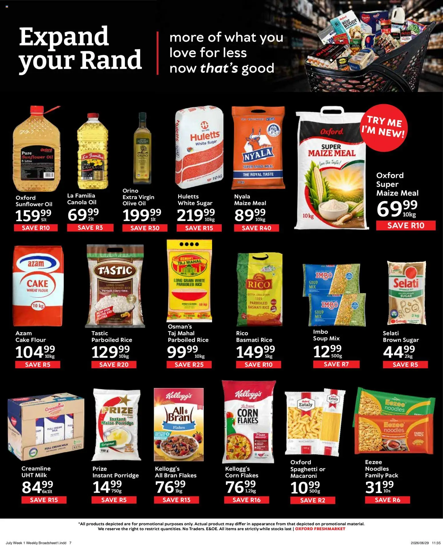 New Oxford Freshmarket catalogue – valid from 01/07/2026 | Page: 7 | Products: Cake, Flour, Milk, Rice