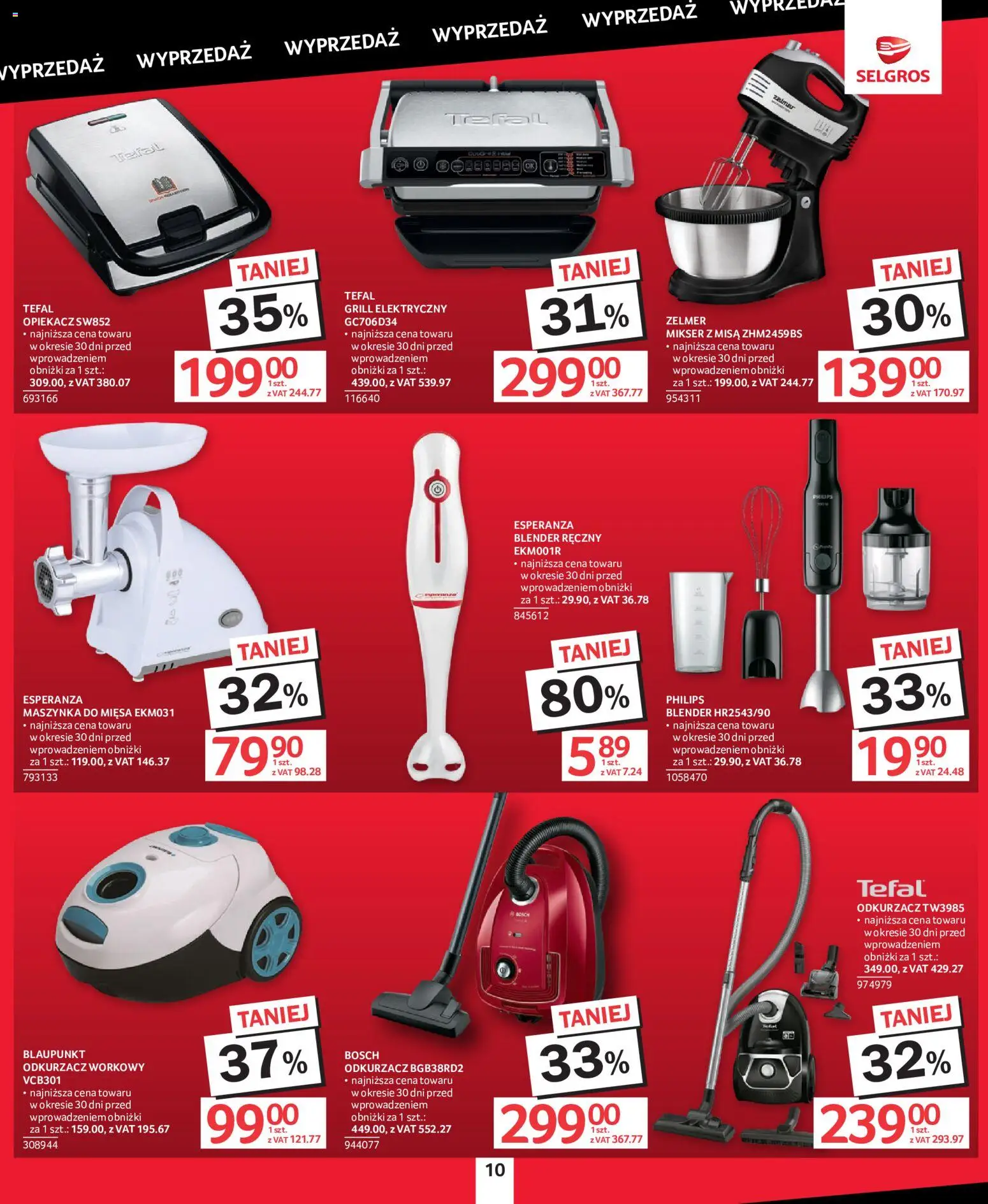 Selgros cash&carry gazetka - Totalna Wyprzedaż od 24.09.2026 | Strona: 10 | Produkty: Blender ręczny, Grill elektryczny, Mikser, Tefal