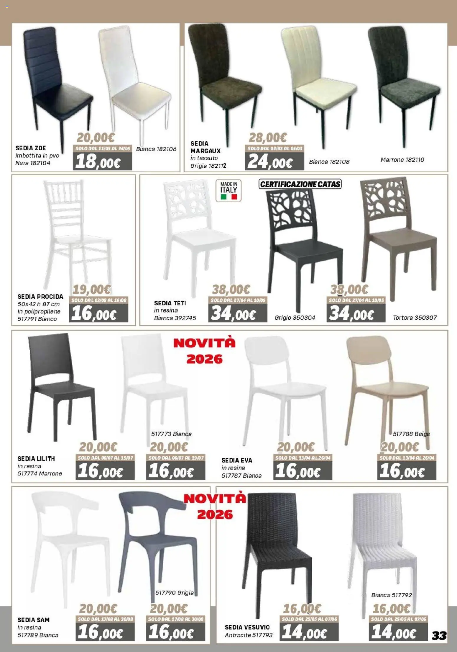 Volantino Orizzonte del 16.01.2026 | Pagina: 33 | Prodotti: Sedia