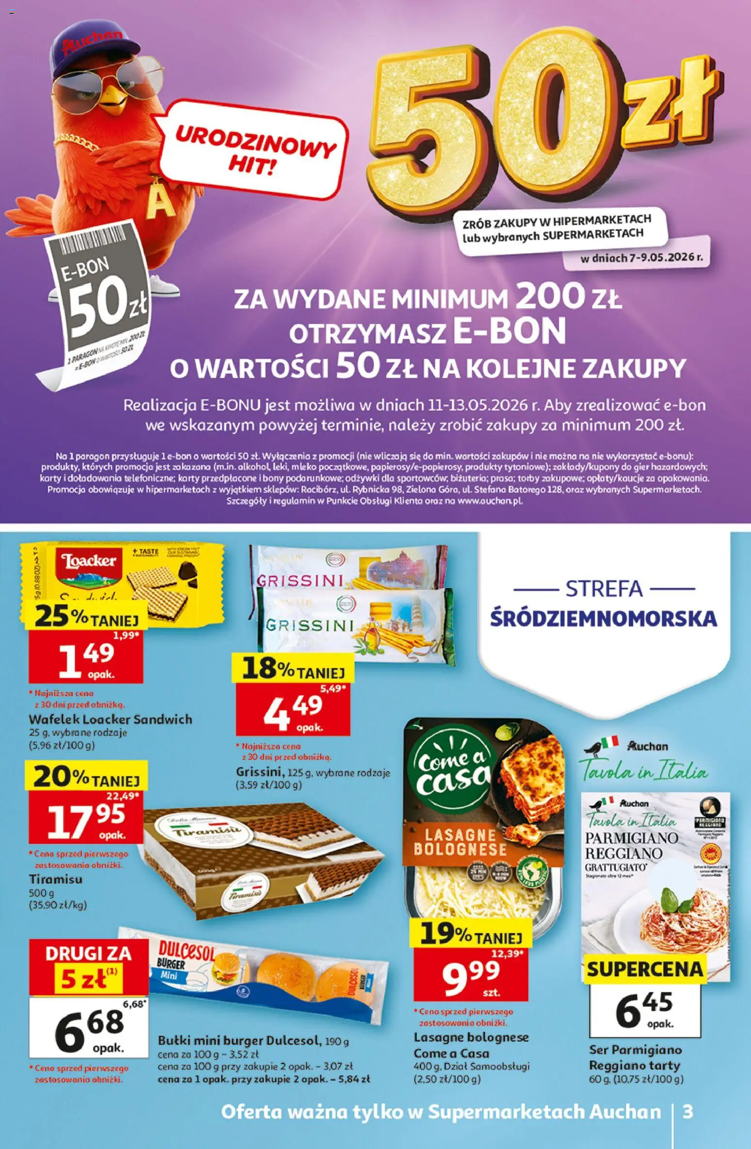 Auchan gazetka od 07.05.2026 | Strona: 3 | Produkty: Tiramisu, Lasagne, Mleko, Lasagne bolognese