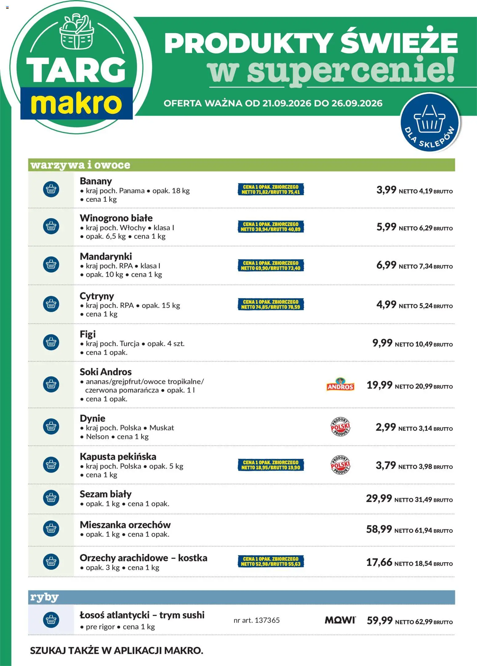 Makro gazetka - Oferta świeża w super cenach od 21.09.2026 | Strona: 6 | Produkty: Kapusta, Kapusta pekińska, Winogrono, Orzechy