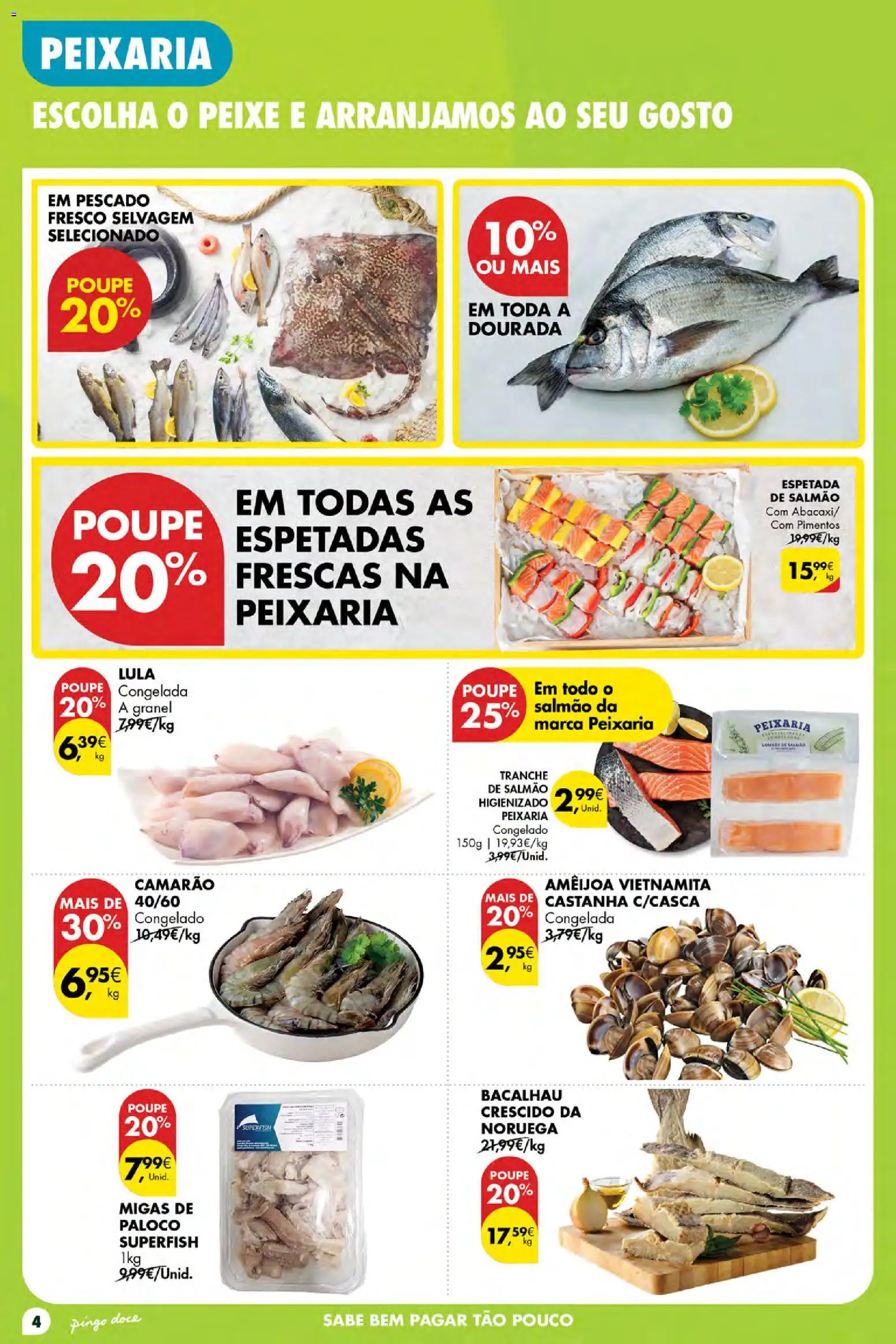 Pingo Doce Poupe Esta Semana Açores │ válido de 03/09/2026 | Página: 4 | Produtos: Dourada, Bacalhau, Camarão, Salmão