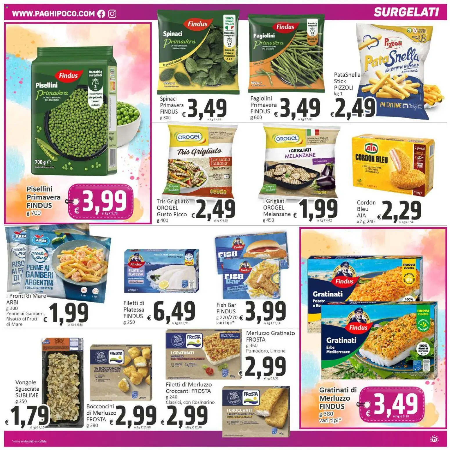 Volantino Paghi Poco del 10/07/2026 | Pagina: 11 | Prodotti: Gamberi, Spinaci, Basilico, Fagiolini
