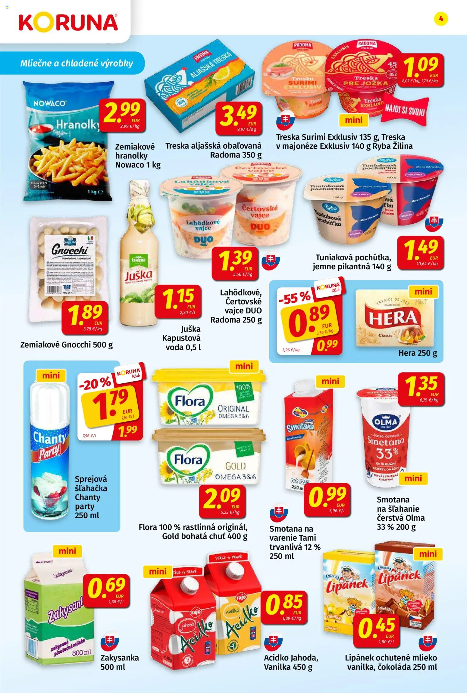 Nové Koruna akcie – leták je platný od 14.08.2026 | Strana: 4 | Produkty: Mlieko, Omega, Acidko, Vanilka