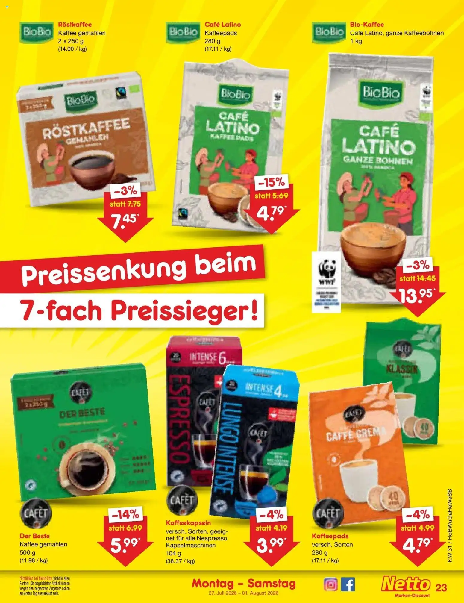 Netto Marken-Discount Prospekt Bielefeld – gültig ab 27.07.2026 | Seite: 35 | Produkte: Kaffeepads, Kaffee