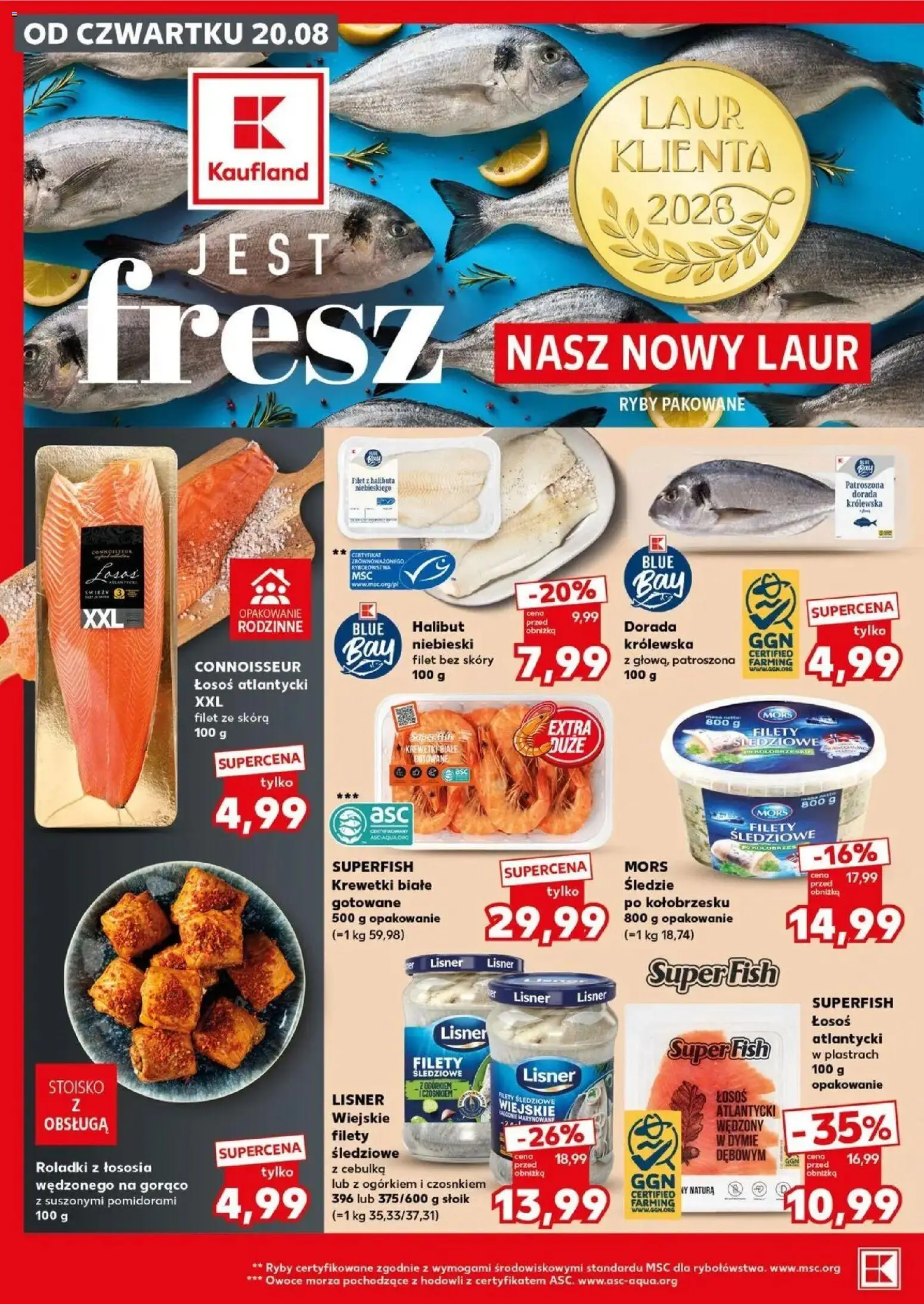 Kaufland gazetka - Mocny start od 24.08.2026 - od jutra PDF | Strona: 16 | Produkty: Śledzie, Halibut, Filet, Owoce morza