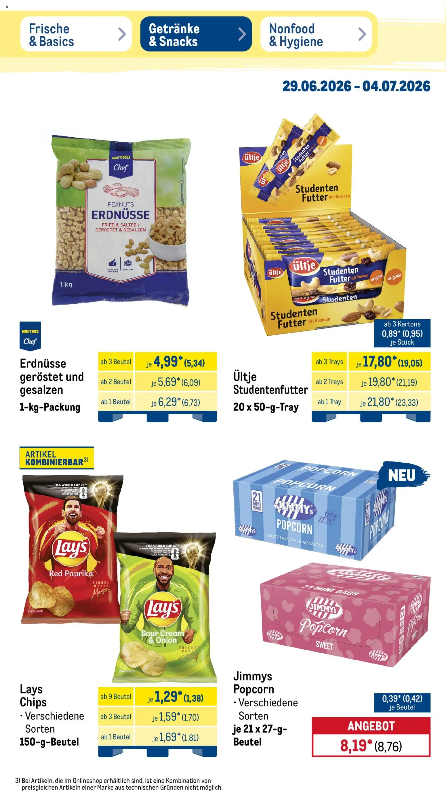 Metro Prospekt – gültig ab 29.06.2026 | Seite: 26 | Produkte: Erdnüsse, Rosinen, Paprika, Chips
