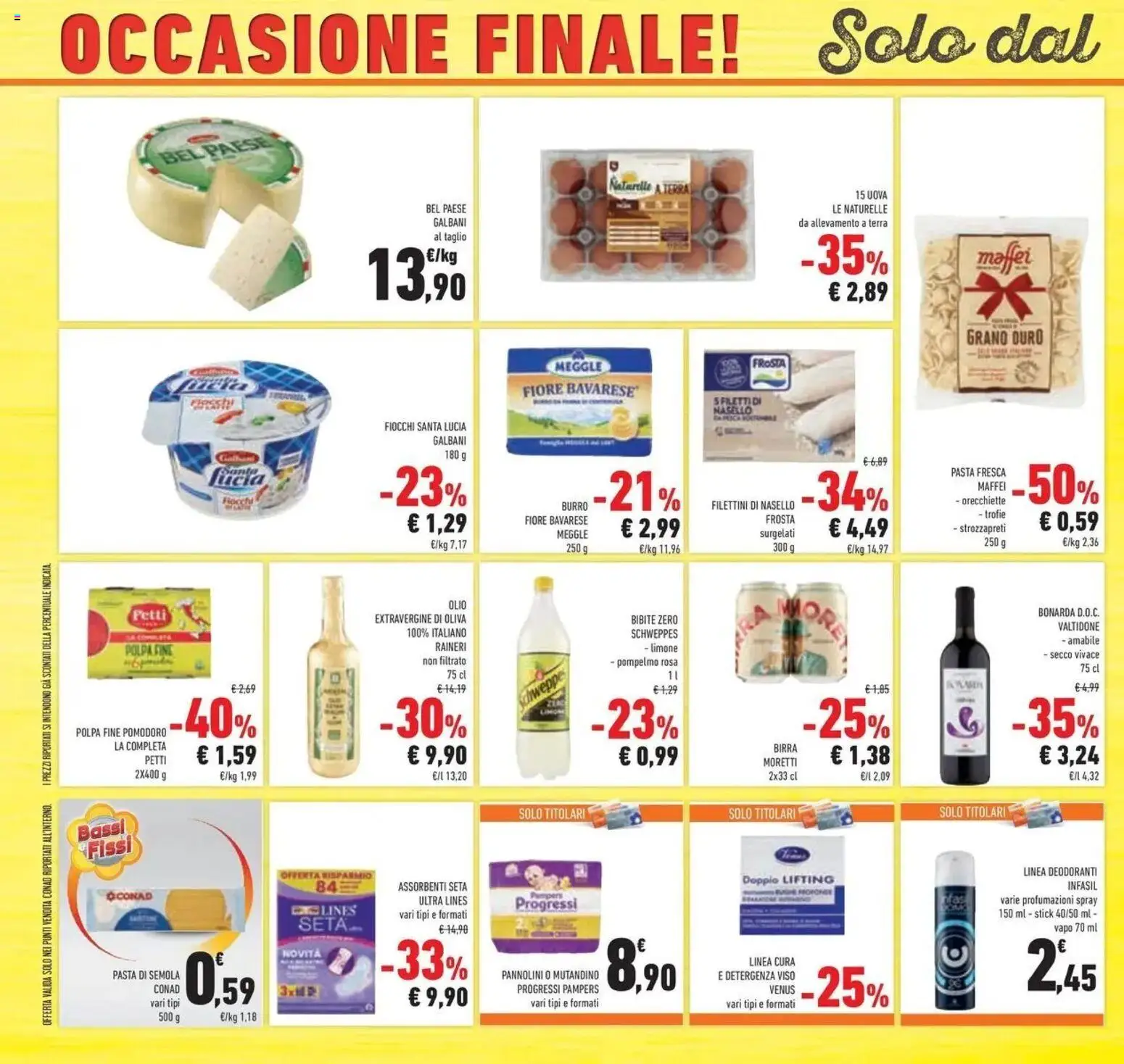 Volantino Conad del 08.04.2026 | Pagina: 38 | Prodotti: Fiocchi, Pompelmo, Bibite, Nasello
