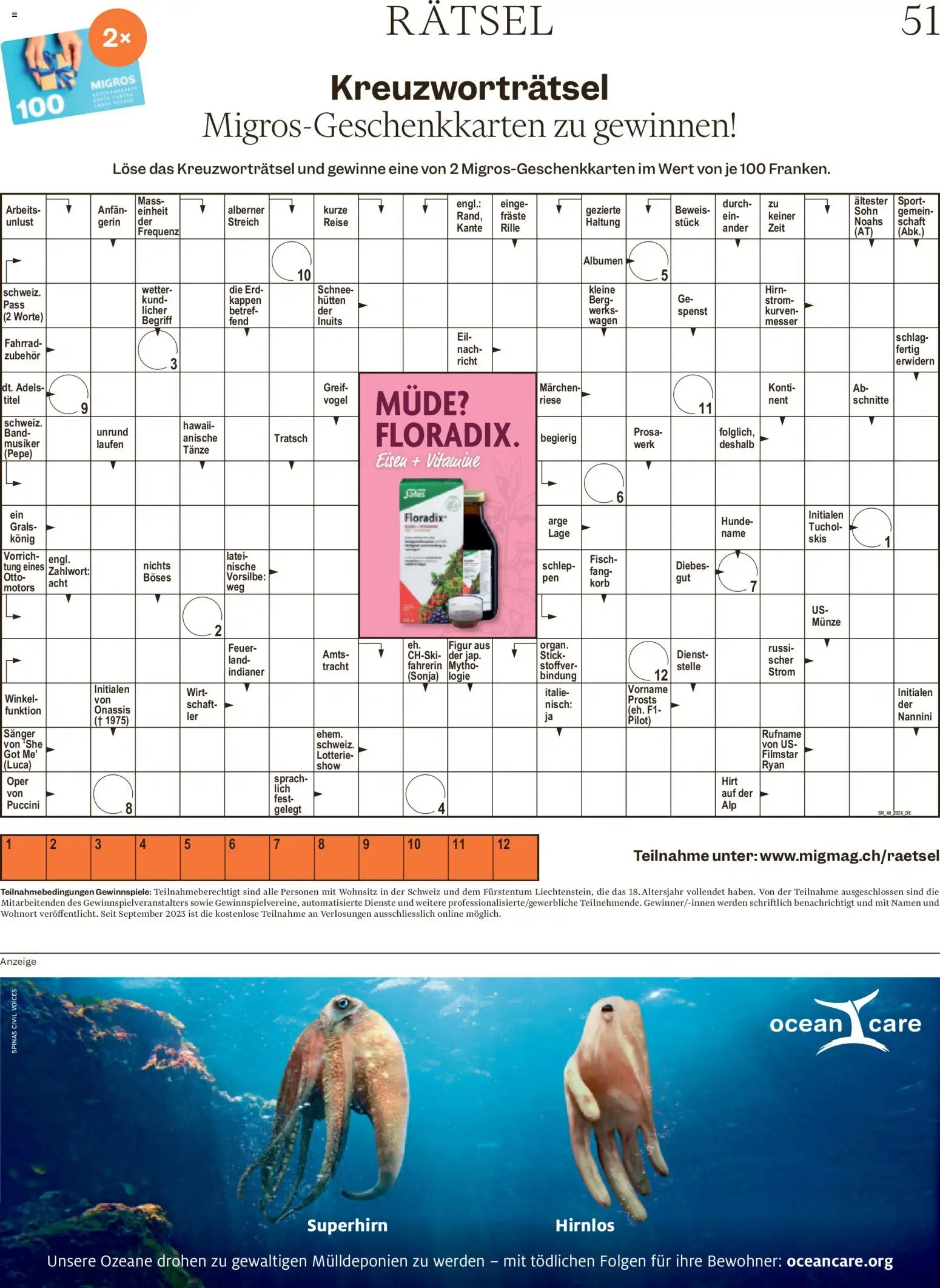 Migros aktionen Magazin – gültig ab 30.09.2026 | Seite: 51 | Produkte: Korb, Fisch, Eisen
