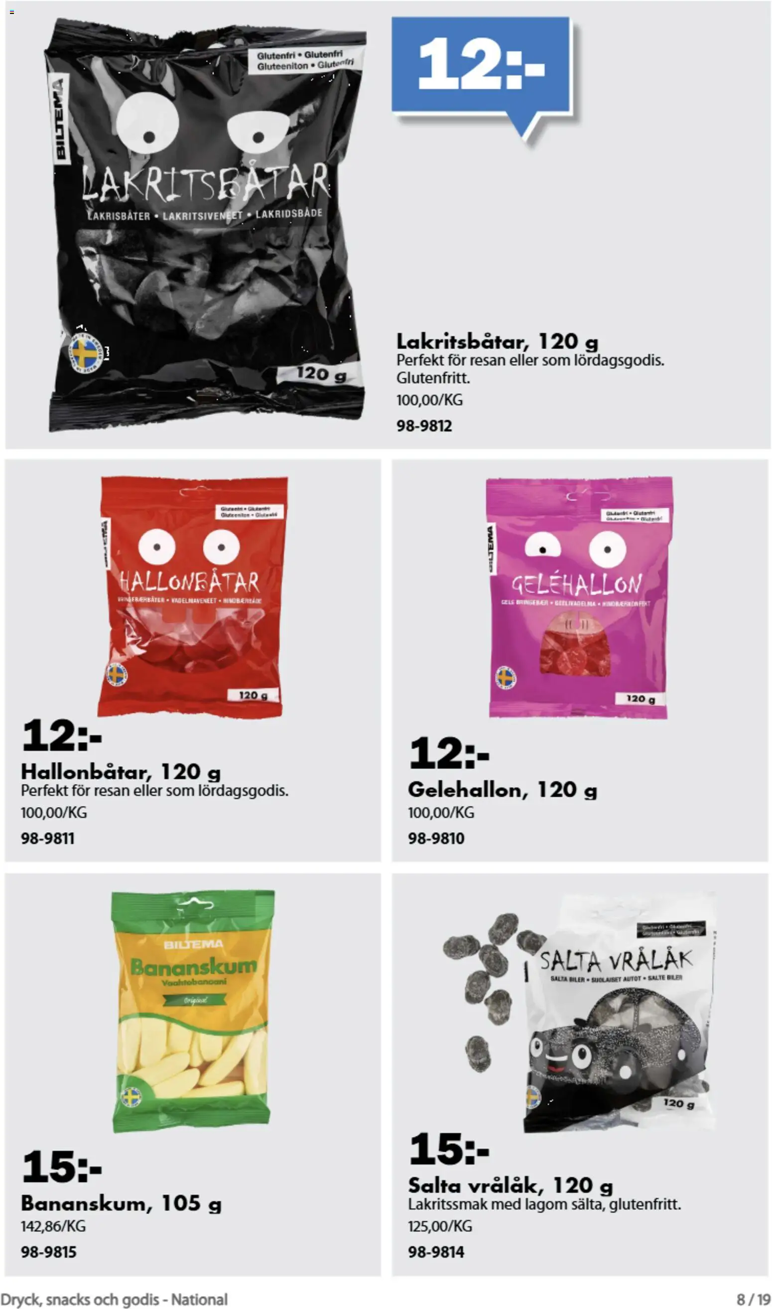 Biltema reklamblad aktuell från 21/08/2026 | Sida: 8 | Produkter: Snacks, Godis