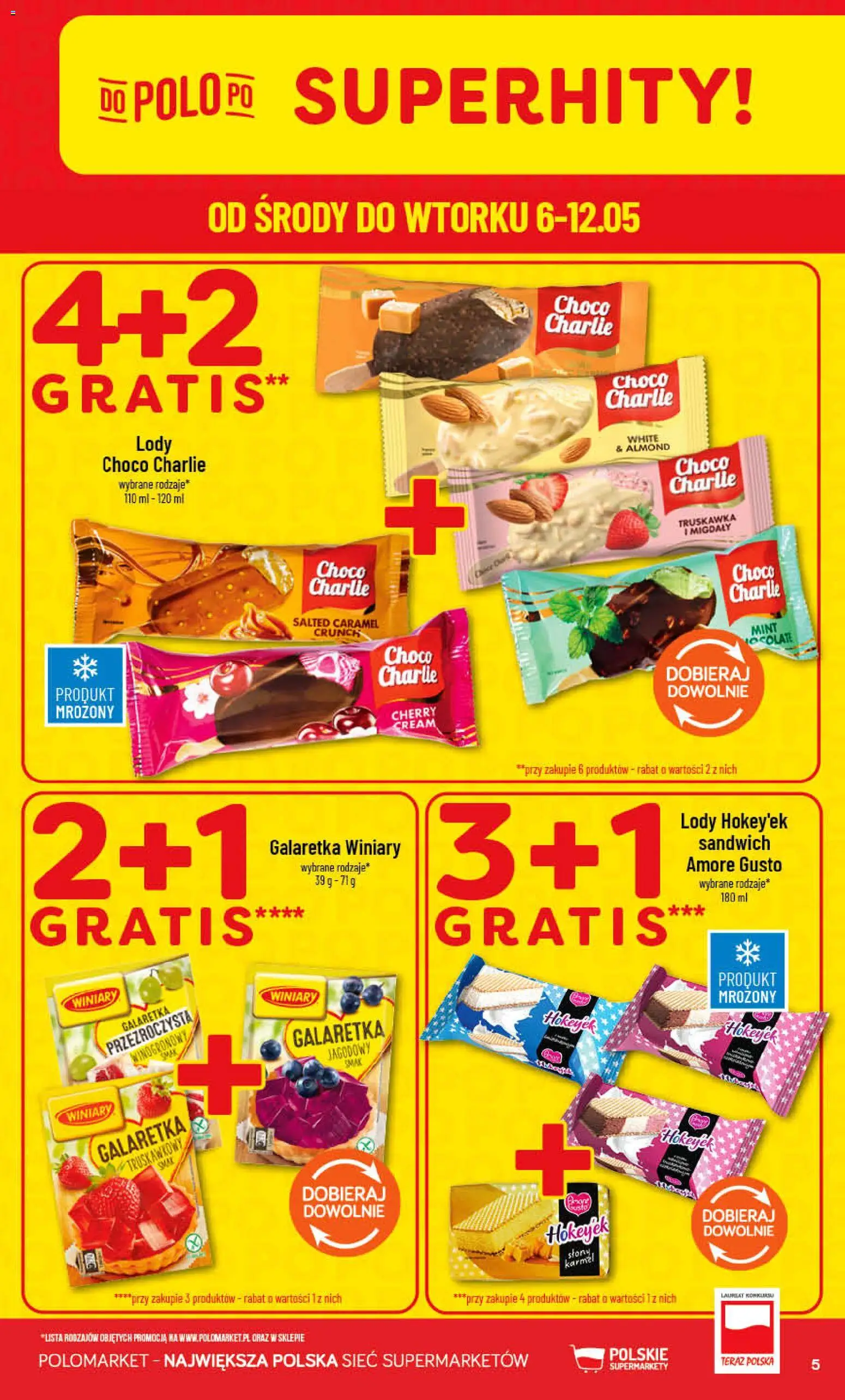 POLOmarket gazetka od 06.05.2026 | Strona: 5 | Produkty: Galaretka, Sandwich, Lody