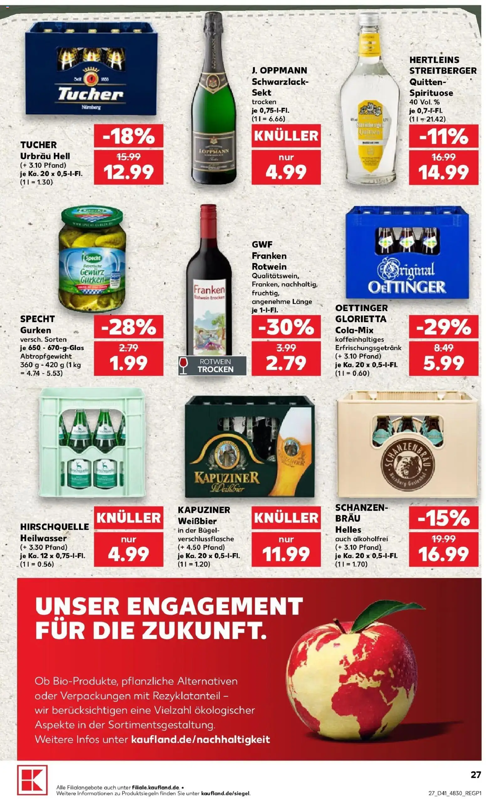 Prospekt Kaufland ab 05.10.2026 » Angebote Online zum Blättern | Seite: 37 | Produkte: Weißbier, Rotwein, Oettinger, Gurken