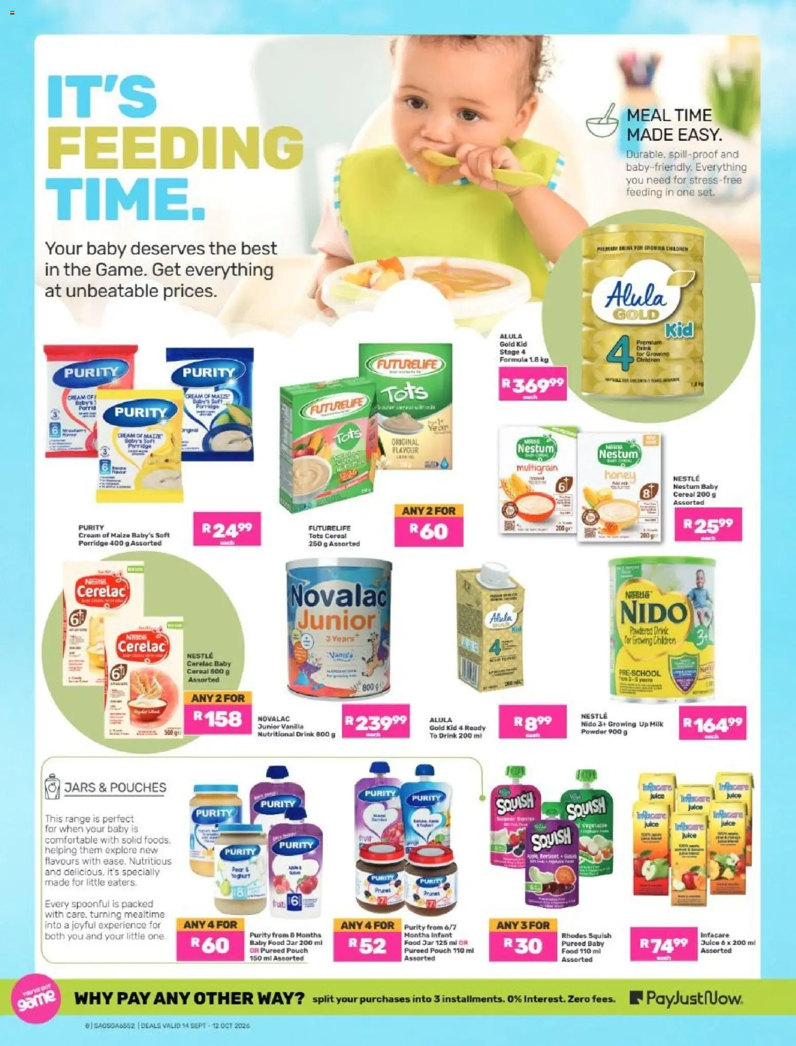 New Game catalogue – valid from 14/09/2026 | Page: 8 | Products: Pouches, Milk, Baby food, Fruit