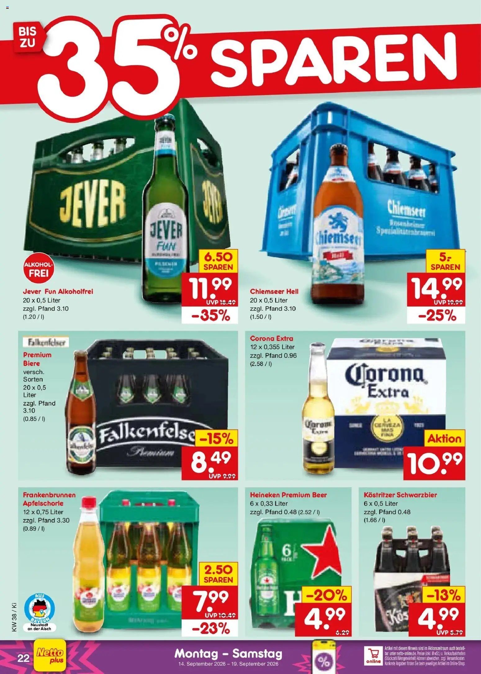 Netto Marken-Discount Prospekt Bad Friedrichshall – gültig ab 14.09.2026 | Seite: 32 | Produkte: Kostritzer, Heineken, Alkohol, Jever
