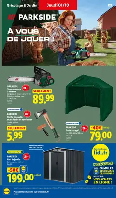 LIDL - Prévisualisation de PARKSIDE Tronçonneuse à essence, Longueur de coupe : env. 44 cm, Puissance moteur max. : 2 kW (2,7 ch), L'unité. valide à partir de 01/10/2026 | Page: 38 | Produits: Bricolage, Parkside, Garage, Abri de jardin