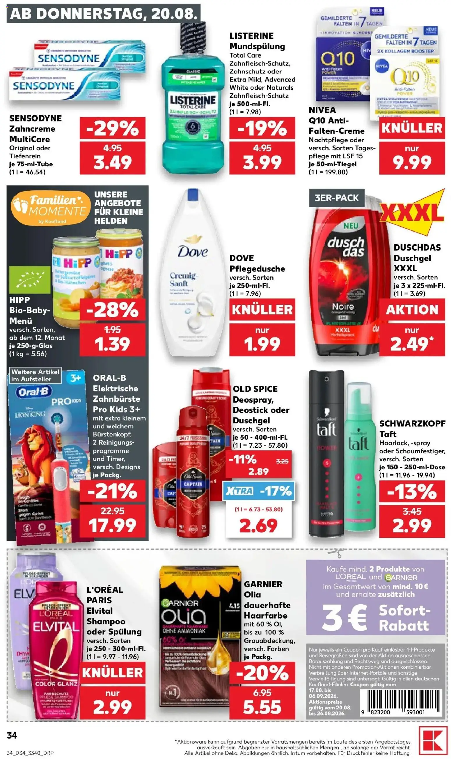 Prospekt Kaufland ab 20.08.2026 » Angebote Online zum Blättern | Seite: 34 | Produkte: Shampoo, Spülung, Haarfarbe, Duschgel