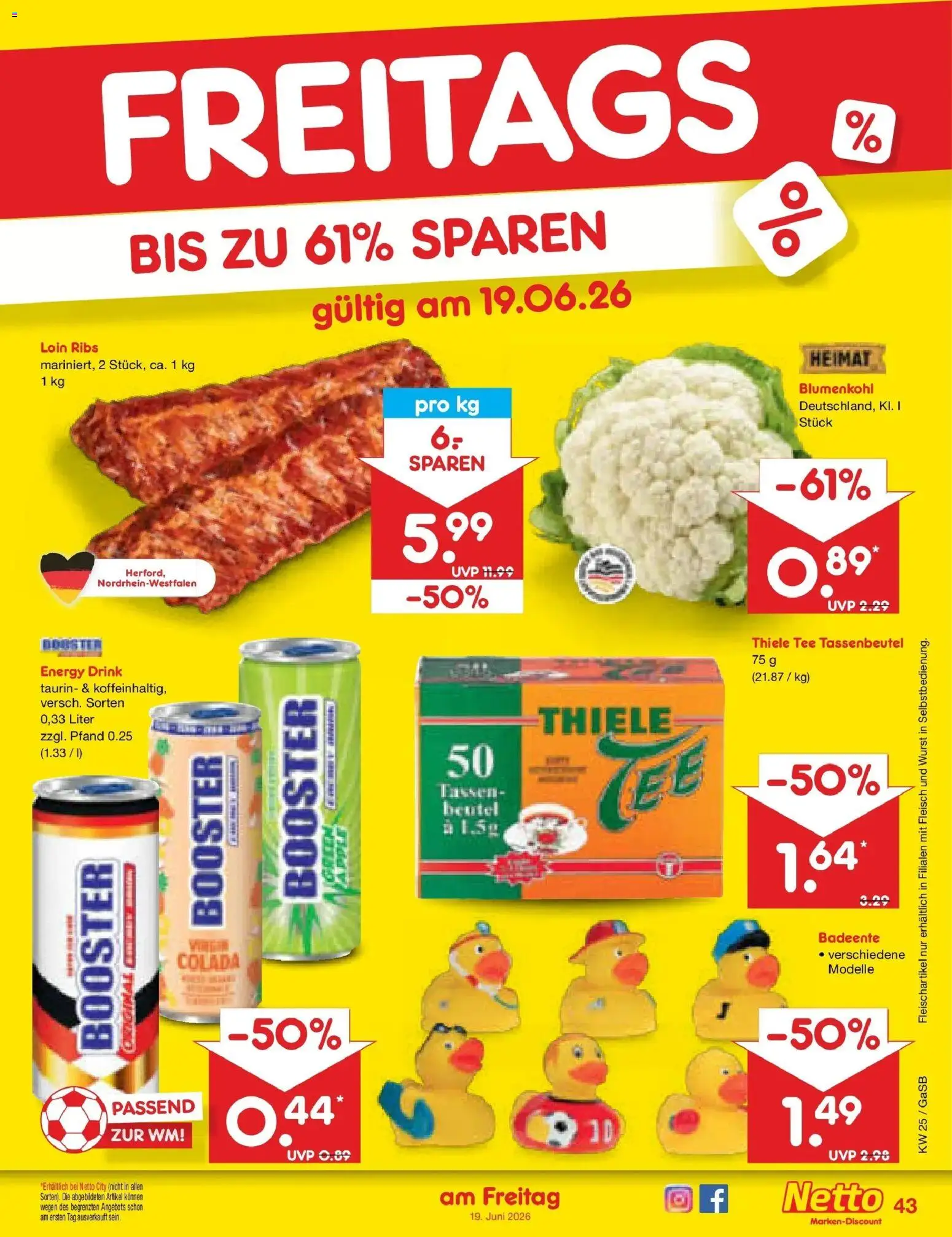 Netto Marken-Discount Prospekt Bremen-Lesum – gültig ab 14.06.2026 | Seite: 55 | Produkte: Wurst, Blumenkohl, Tee, Fleisch