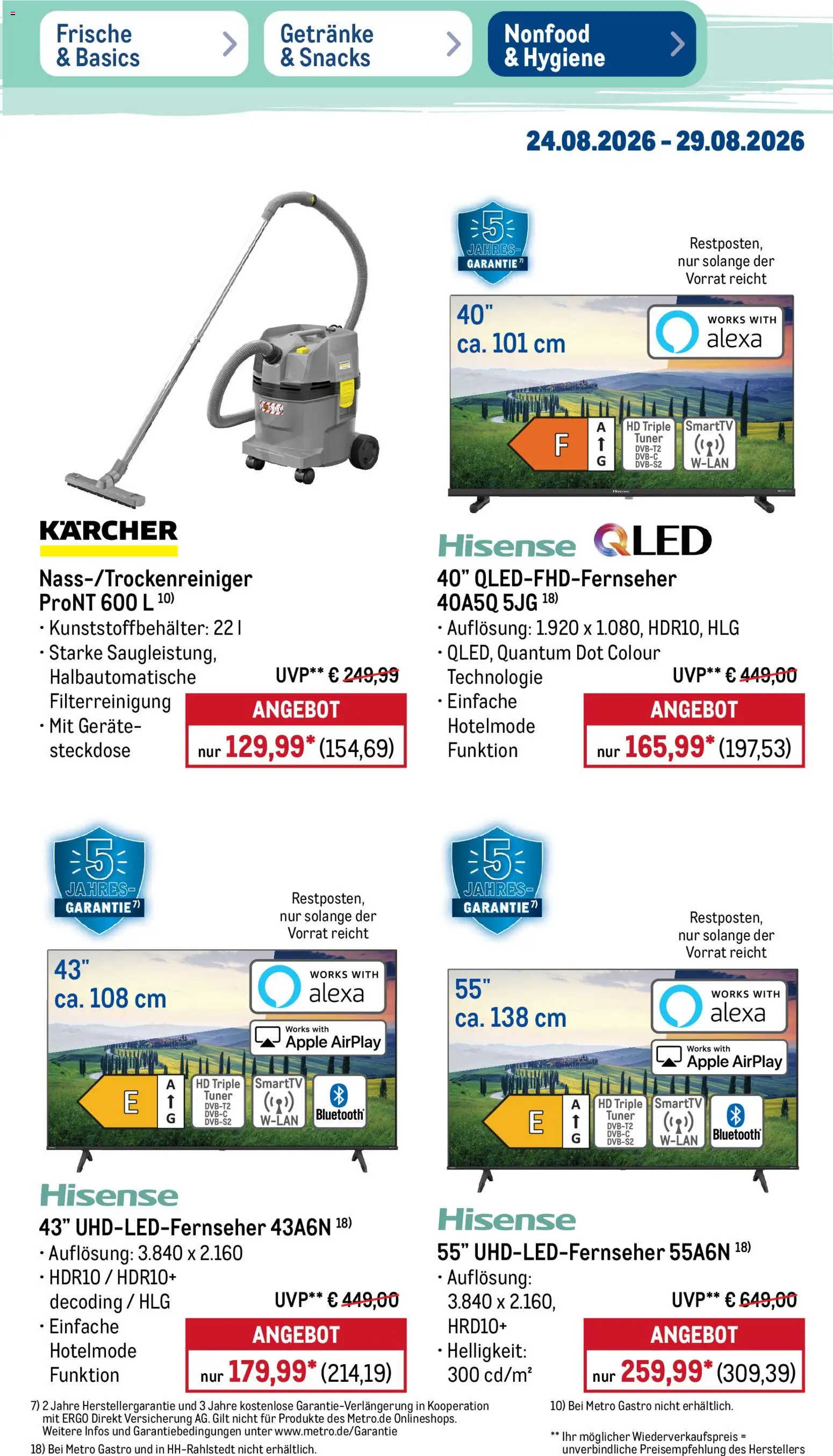 Metro NonFood-Angebote – gültig ab 24.08.2026 | Seite: 4 | Produkte: Hisense, Steckdose, Apple