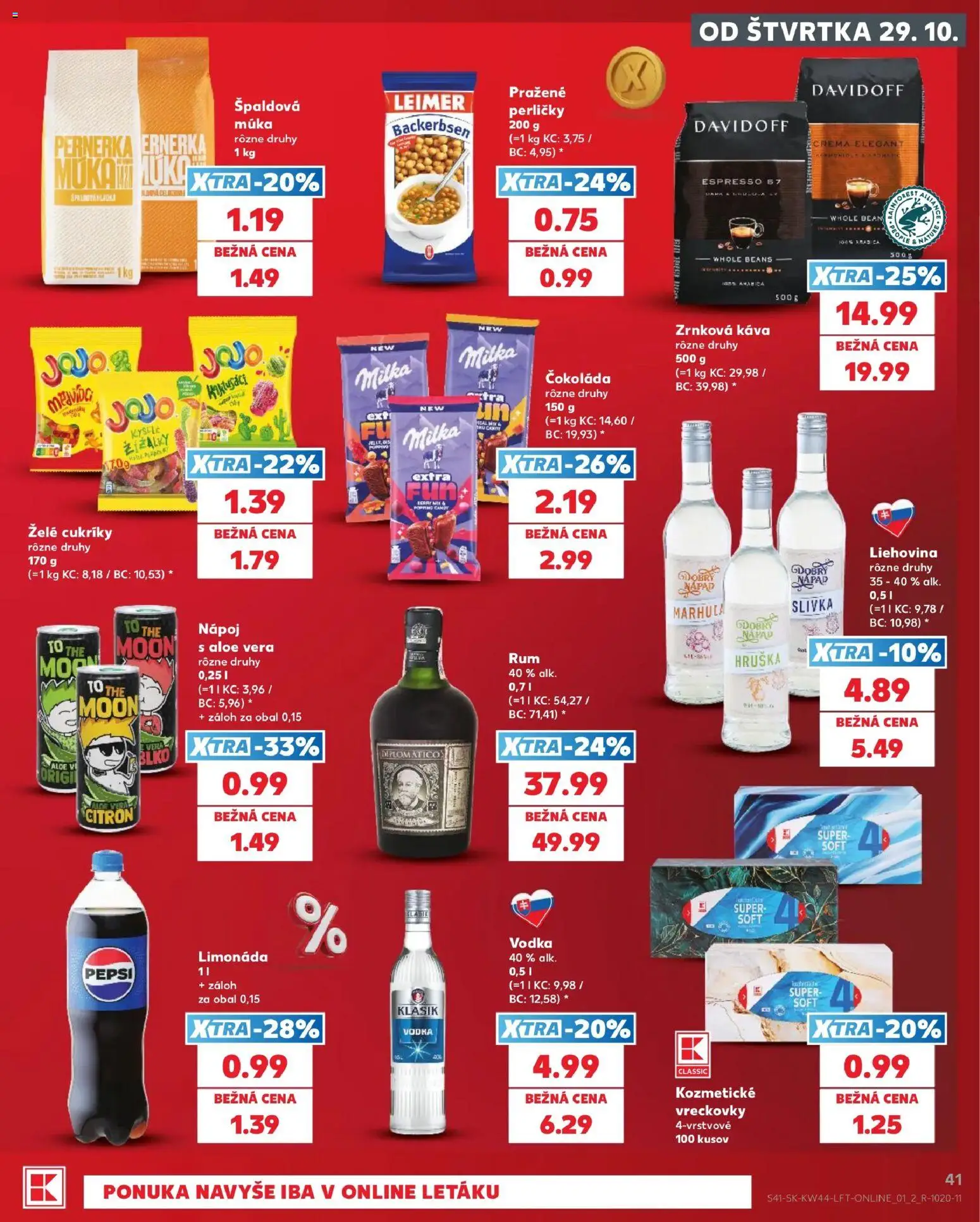 Nové Kaufland akcie – leták je platný od 29.10.2026 | Strana: 41 | Produkty: Aloe Vera, Cukríky, Vreckovky, Múka