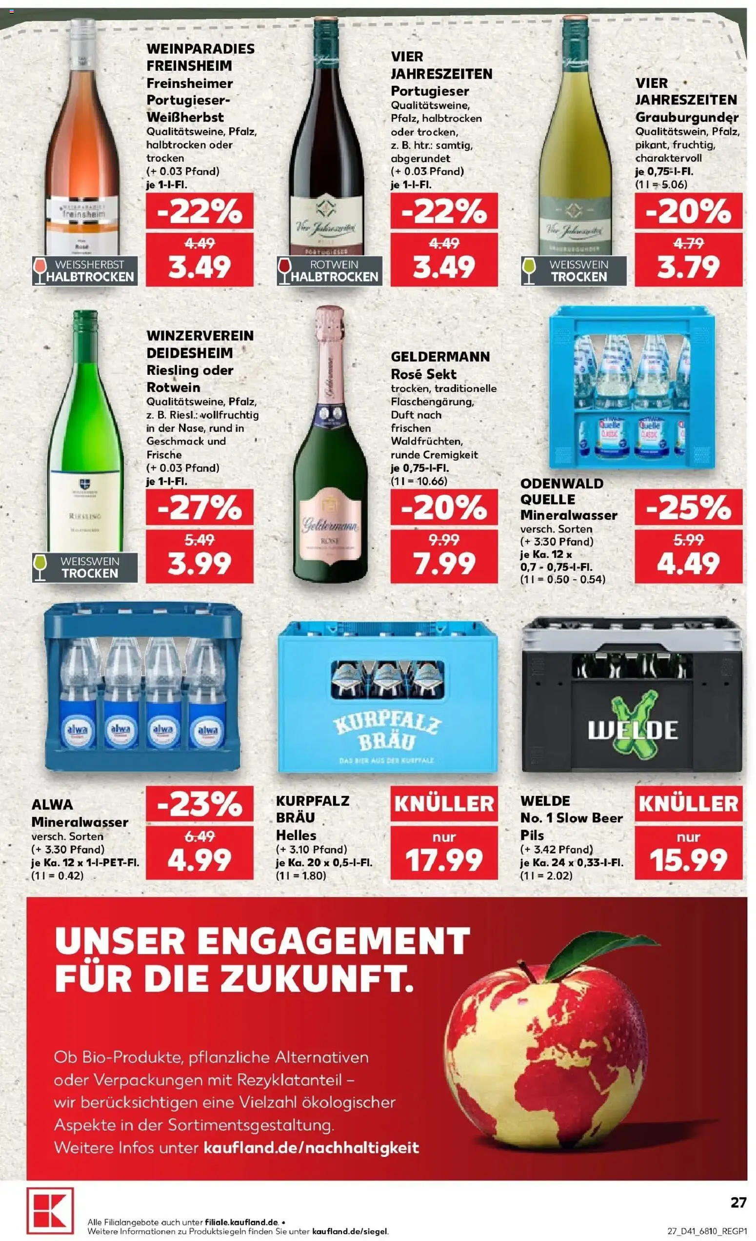 Prospekt Kaufland ab 08.10.2026 » Angebote Online zum Blättern | Seite: 27 | Produkte: Sekt, Pils, Duft, Mineralwasser
